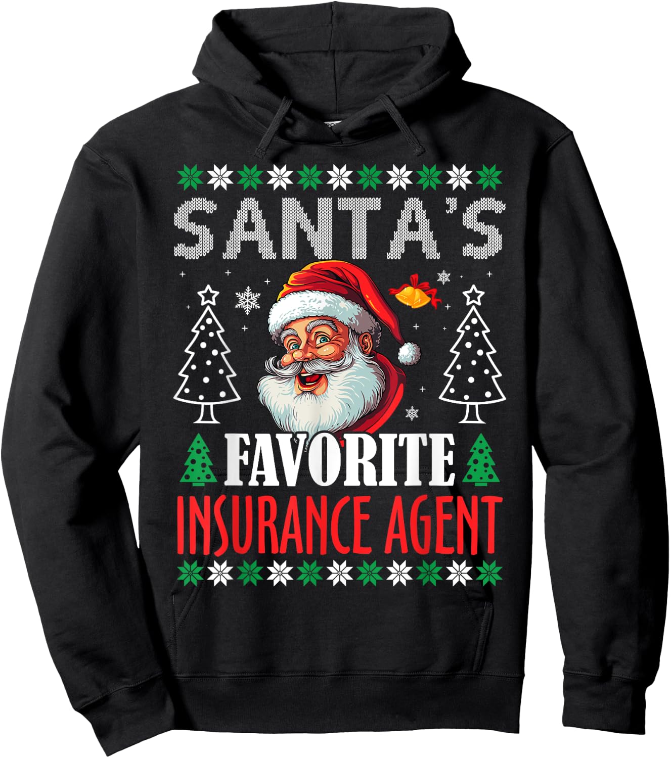 Santa's Favorite Insurance Agent Funny Christmas Hoodie - Hoodie | Black