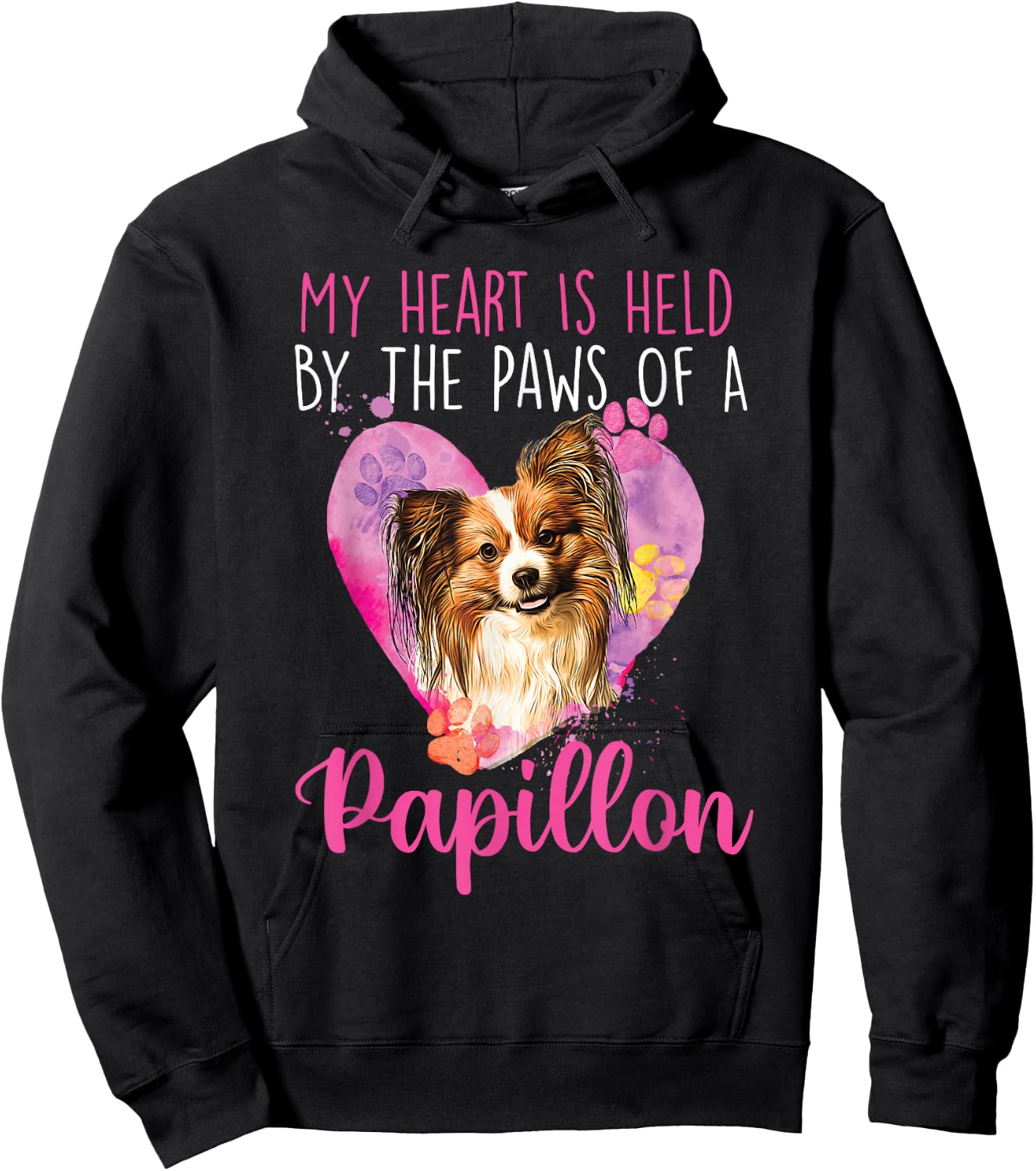 My Heart Is Held By The Paws Of A Papillon - Dogs Breeder Hoodie - Hoodie | Black