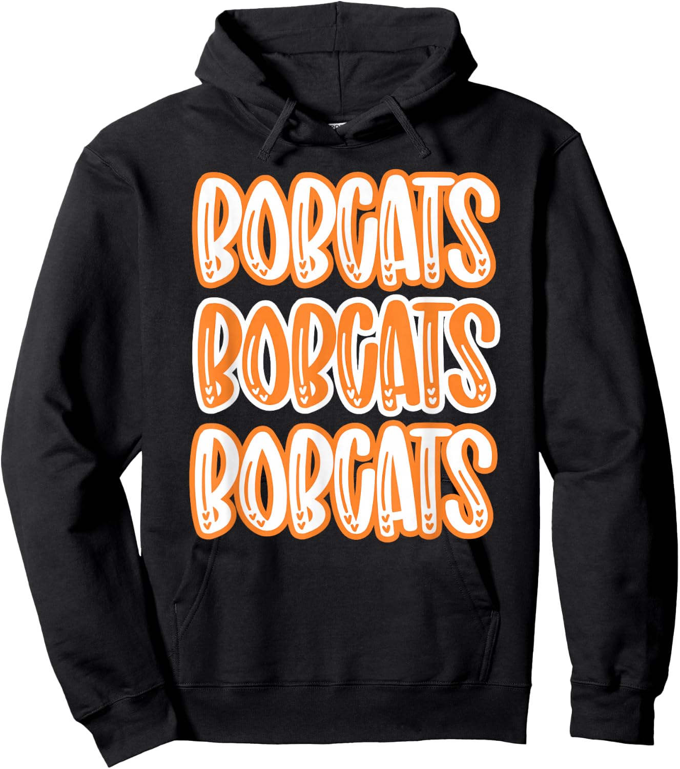 Bobcats Repeating Orange White School Spirit Hoodie - Hoodie | Black