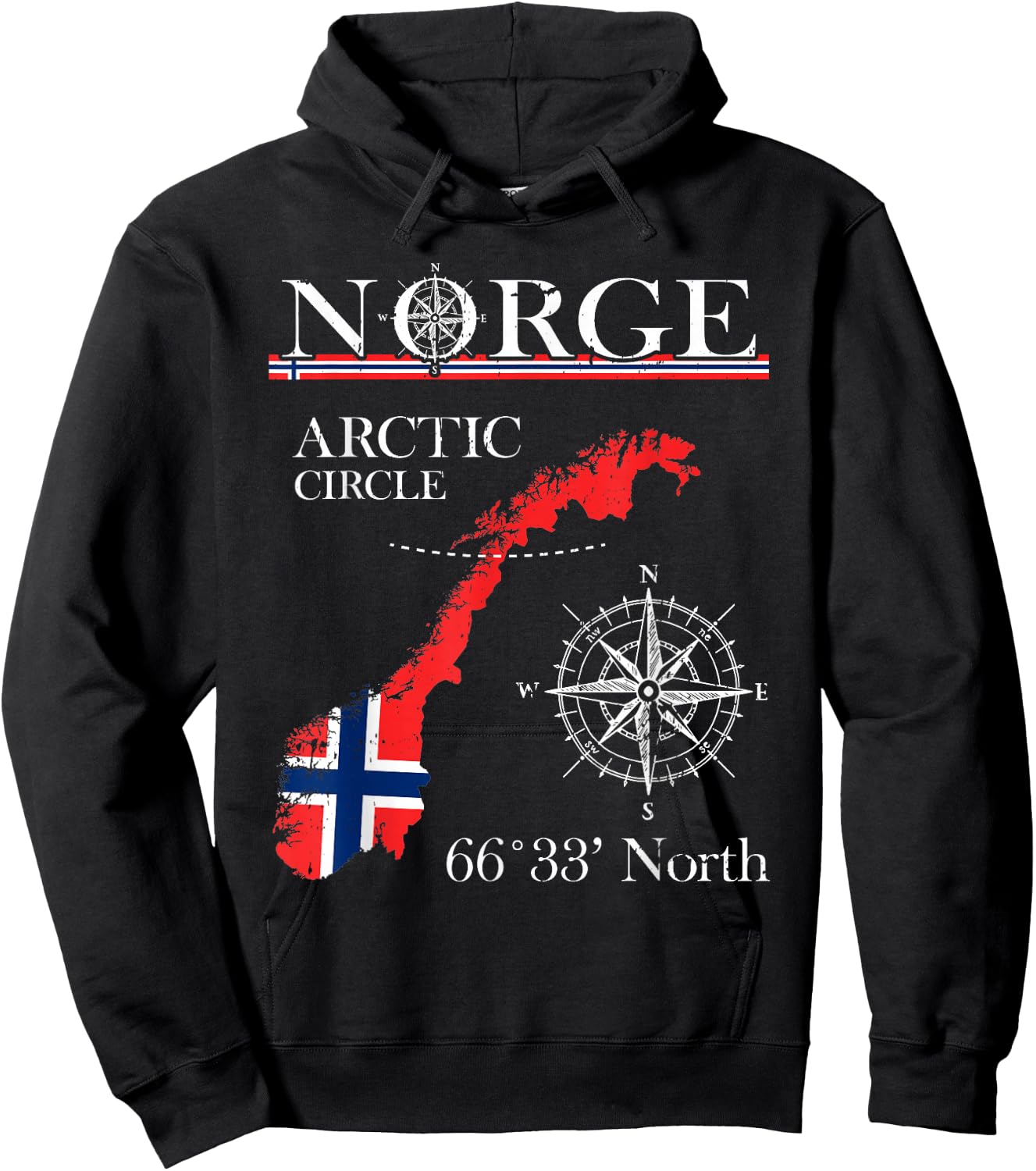Norge Arctic Circle - Polar North Norway Norwegian Flag Hoodie - Hoodie | Black