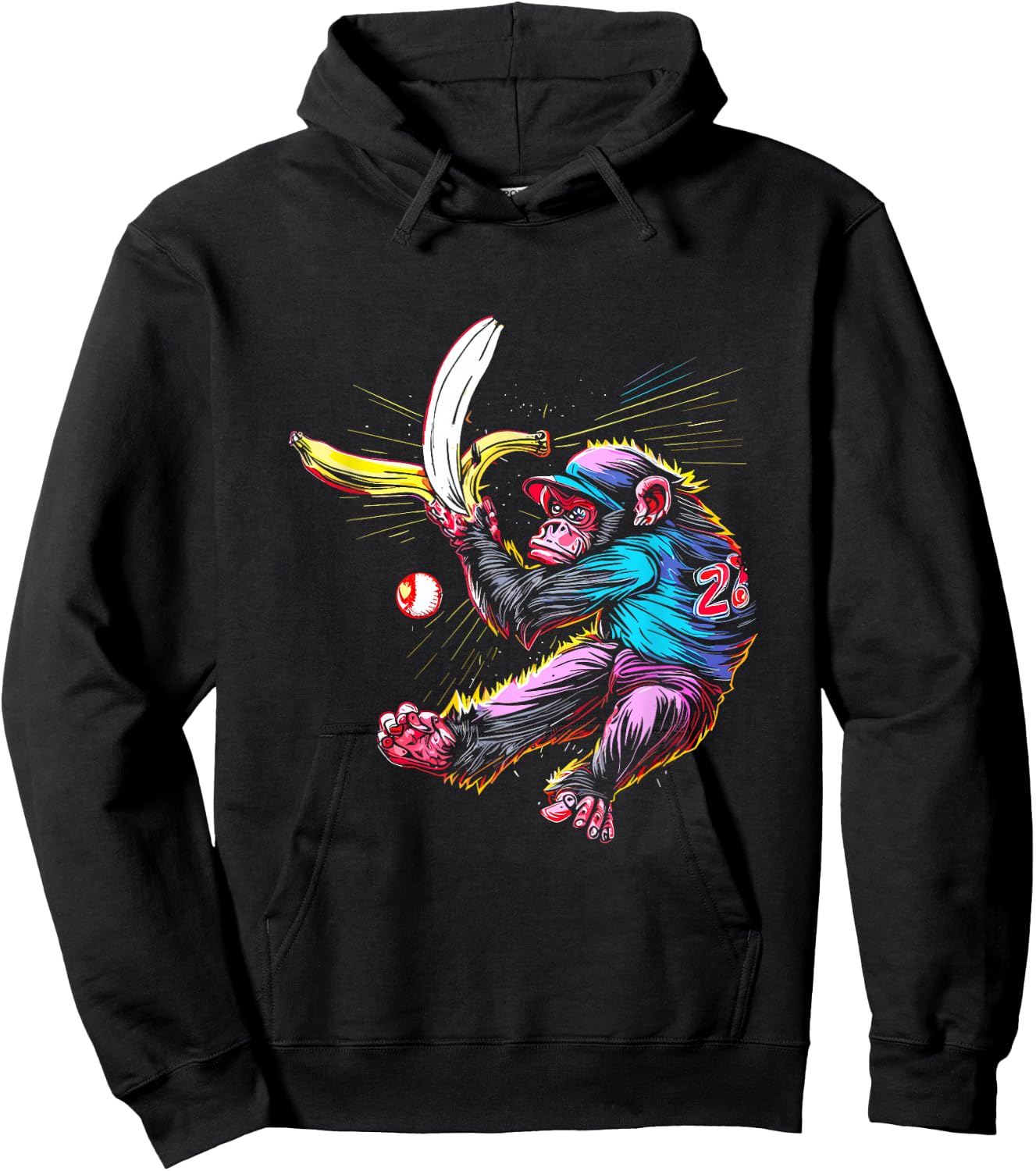 Monkey Banana Baseball - Funny Vintage Baseball Team Lover Hoodie - Hoodie | Black