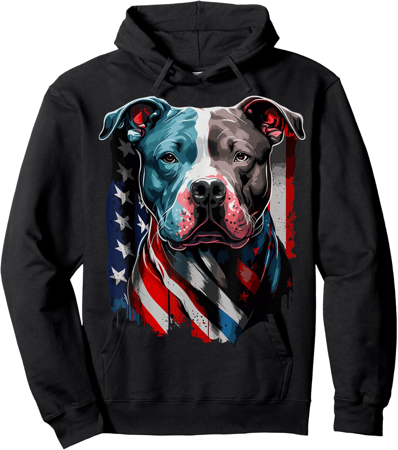 American Pitbull Terrier USA Flag Patriotic Dog Hoodie - Hoodie | Black
