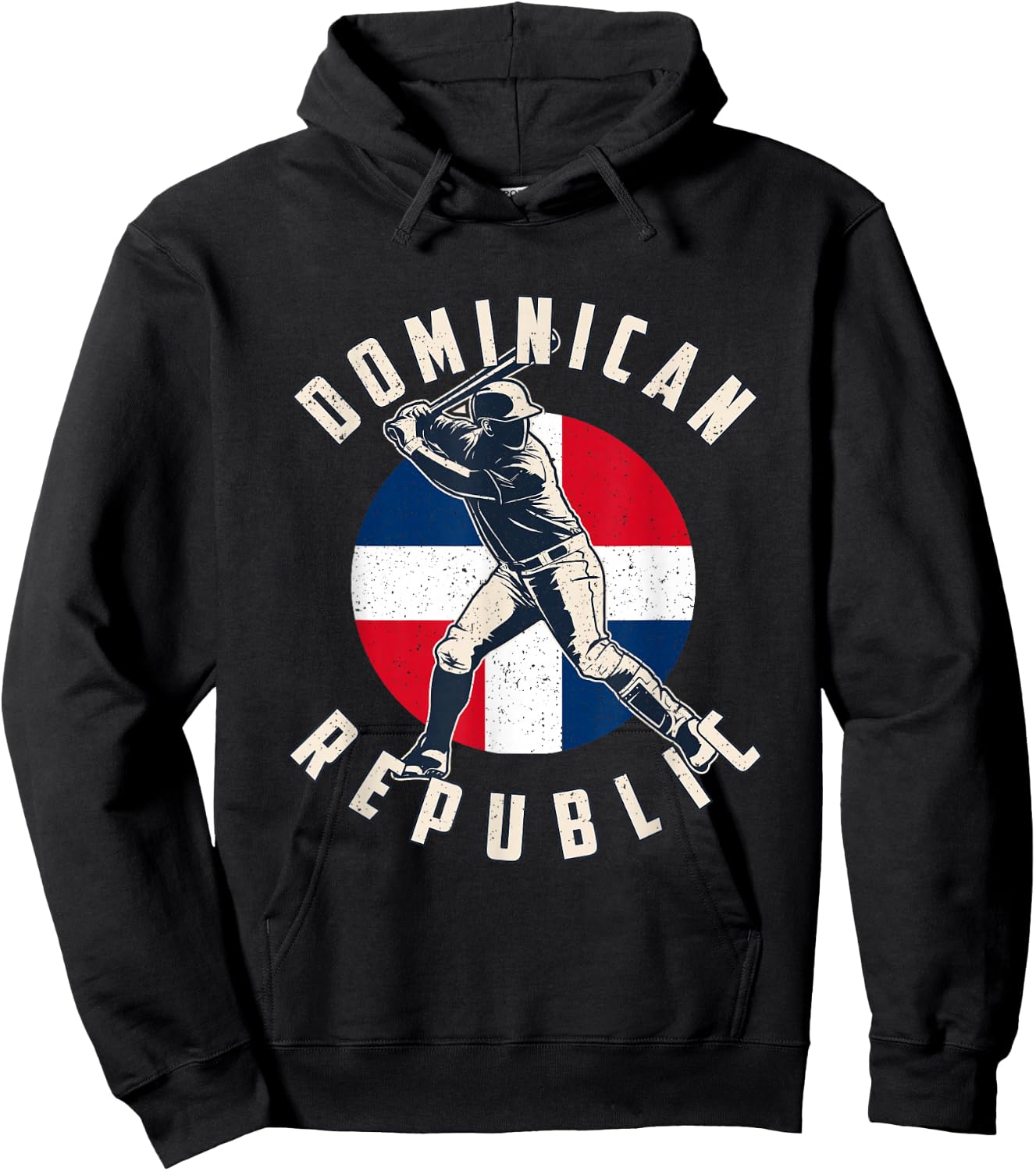 Vintage Dominican Baseball Batter Dominican Republic Flag Hoodie - Hoodie | Black