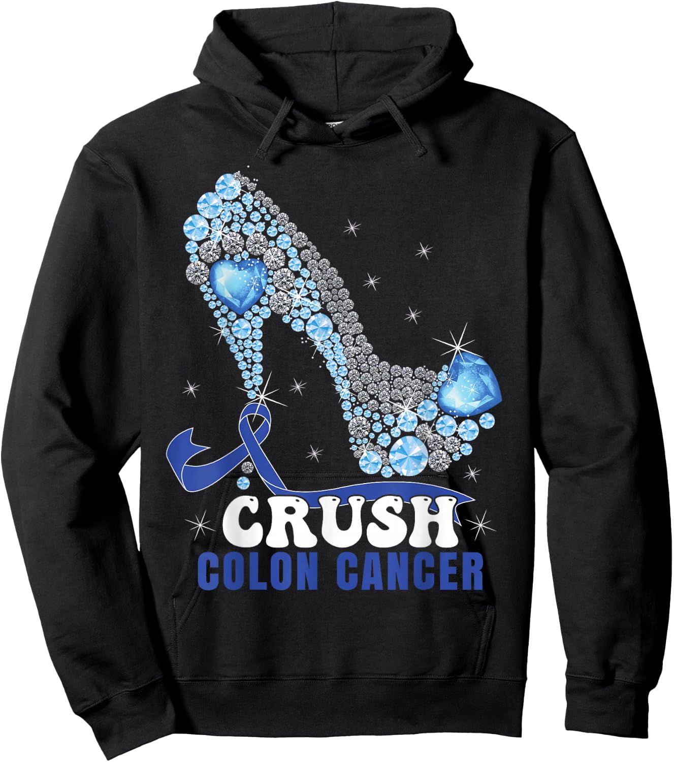 Blue Ribbon Women Colonscopy Colorectal Colon Cancer Small Hoodie - Hoodie | Black