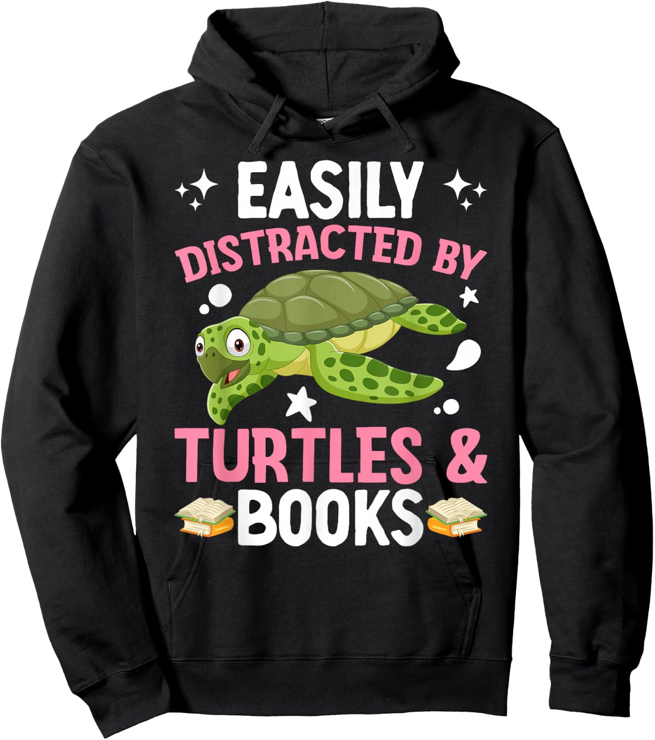 Distracted By Turtles & Books Turtle Lover Books Lover Hoodie - Hoodie | Black
