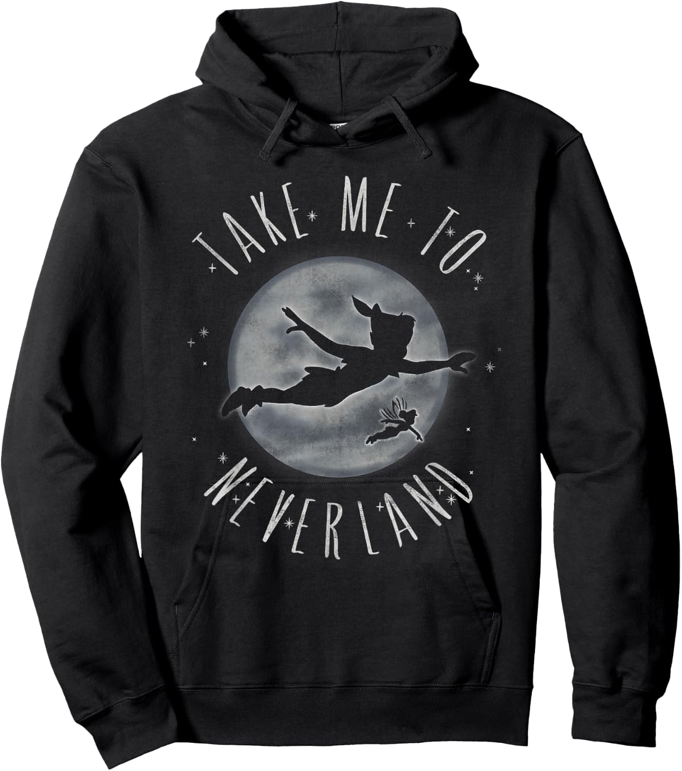 Disney Peter Pan Take Ne To Neverland Flying Silhouette Hoodie - Hoodie | Black