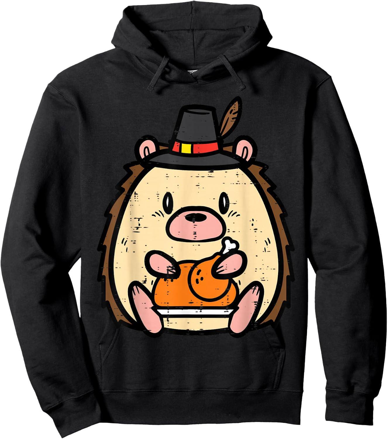Thanksgiving Hedgehog Turkey Day Boys Girls Kids Youth Women Hoodie - Hoodie | Black