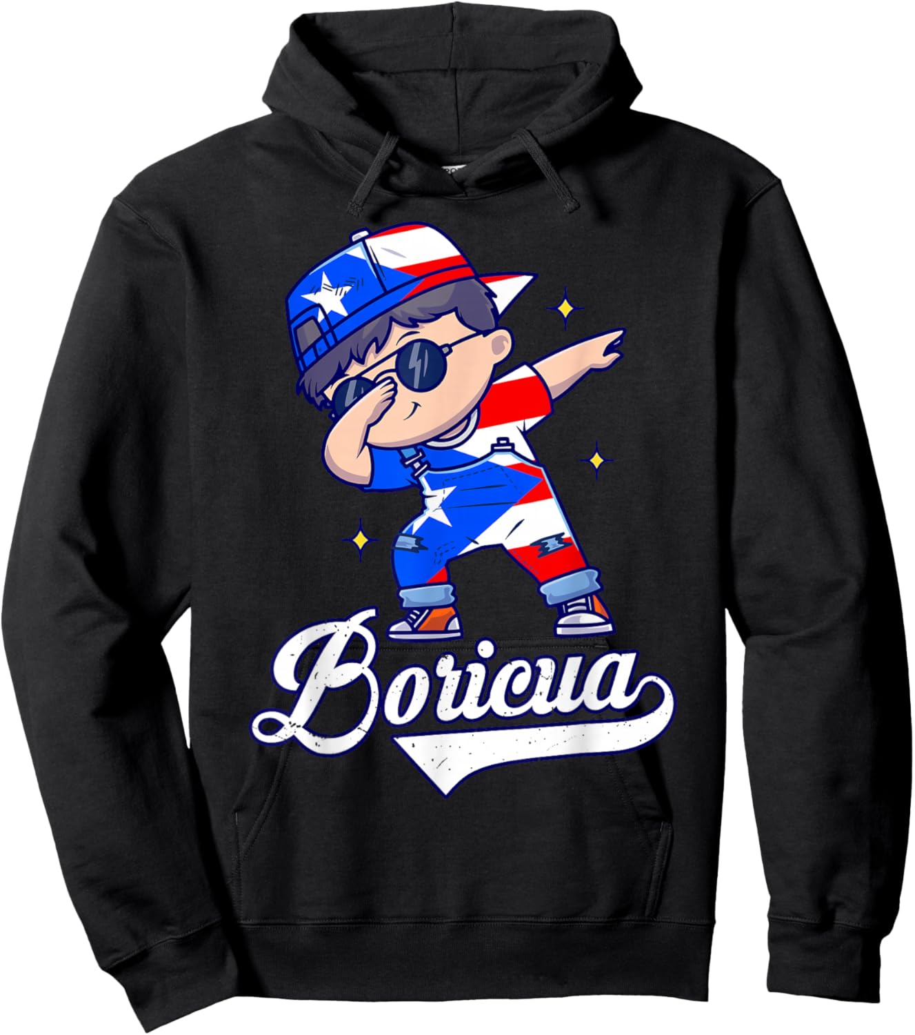 Kids Hispanic Heritage Month Puerto Rico Boricua Boy Rican Hoodie - Hoodie | Black