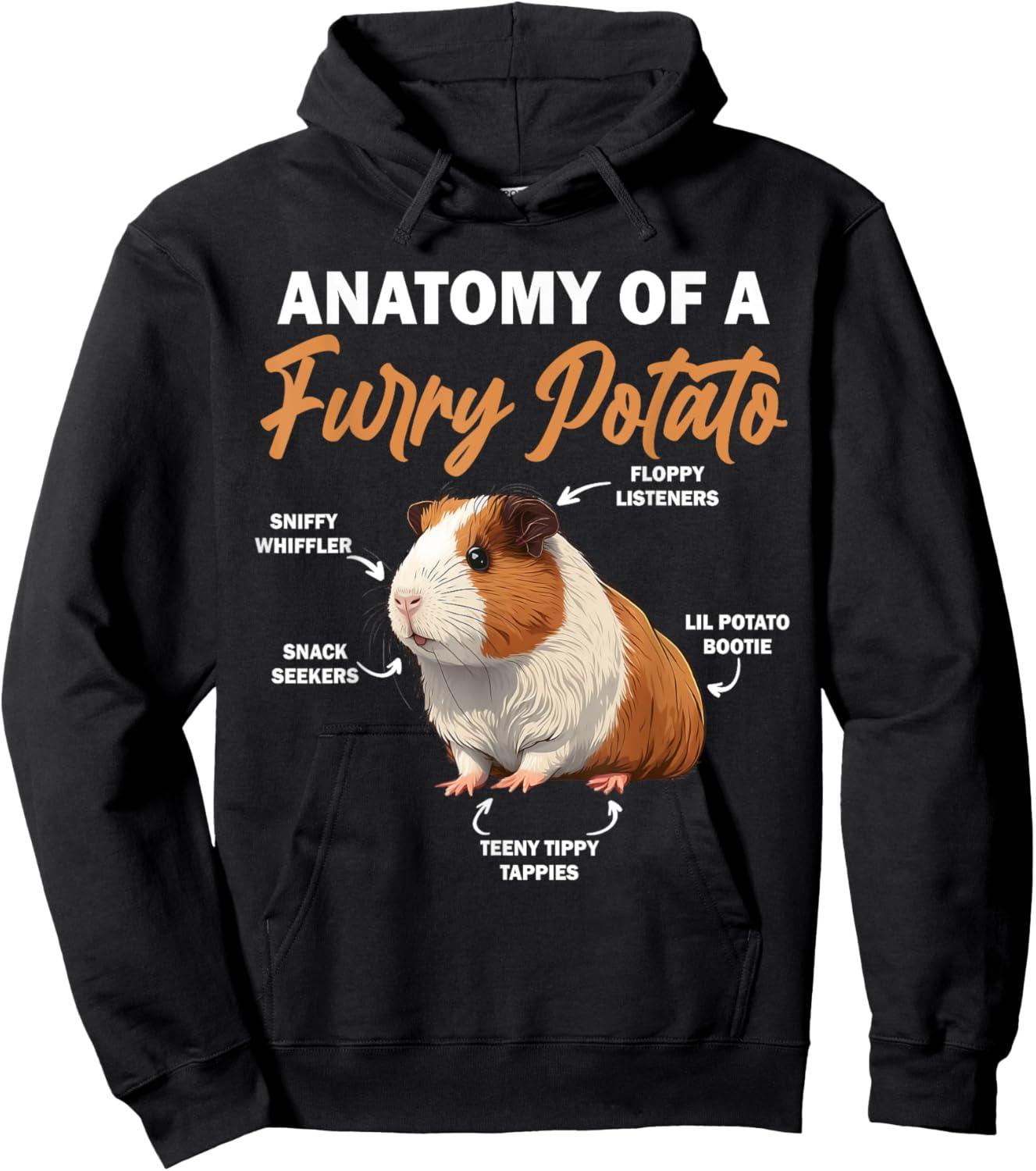 Guinea Pig Shirt Anatomy Of A Furry Potato Guinea Pig Funny Hoodie - Hoodie | Black