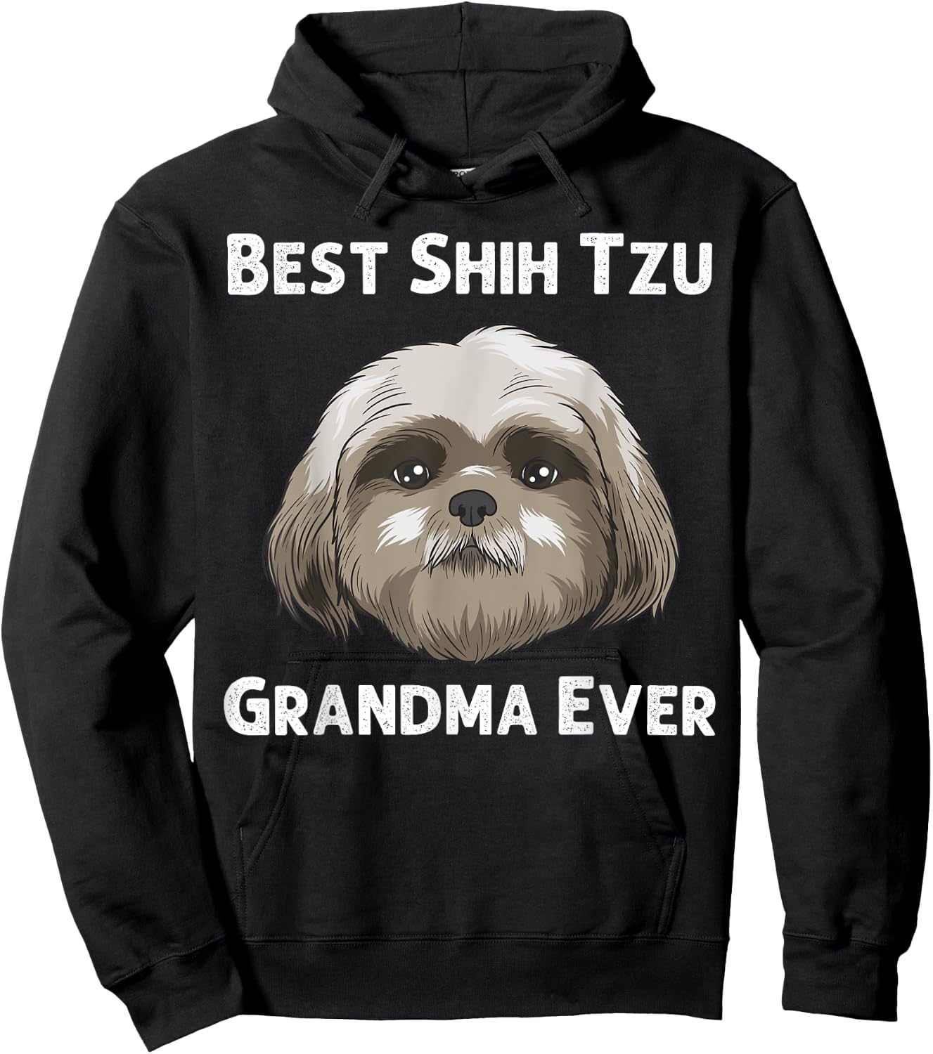 Funny Shih Tzu Gift Grandma Mama Dog Puppy Owner Animal Hoodie - Hoodie | Black