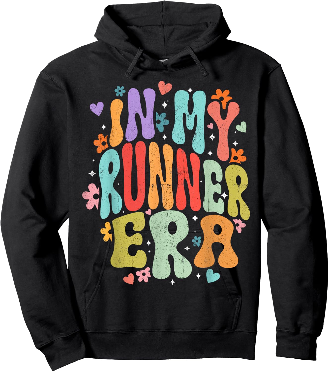 In My Runner Era Funny Marathon Running Lover Groovy Hoodie - Hoodie | Black