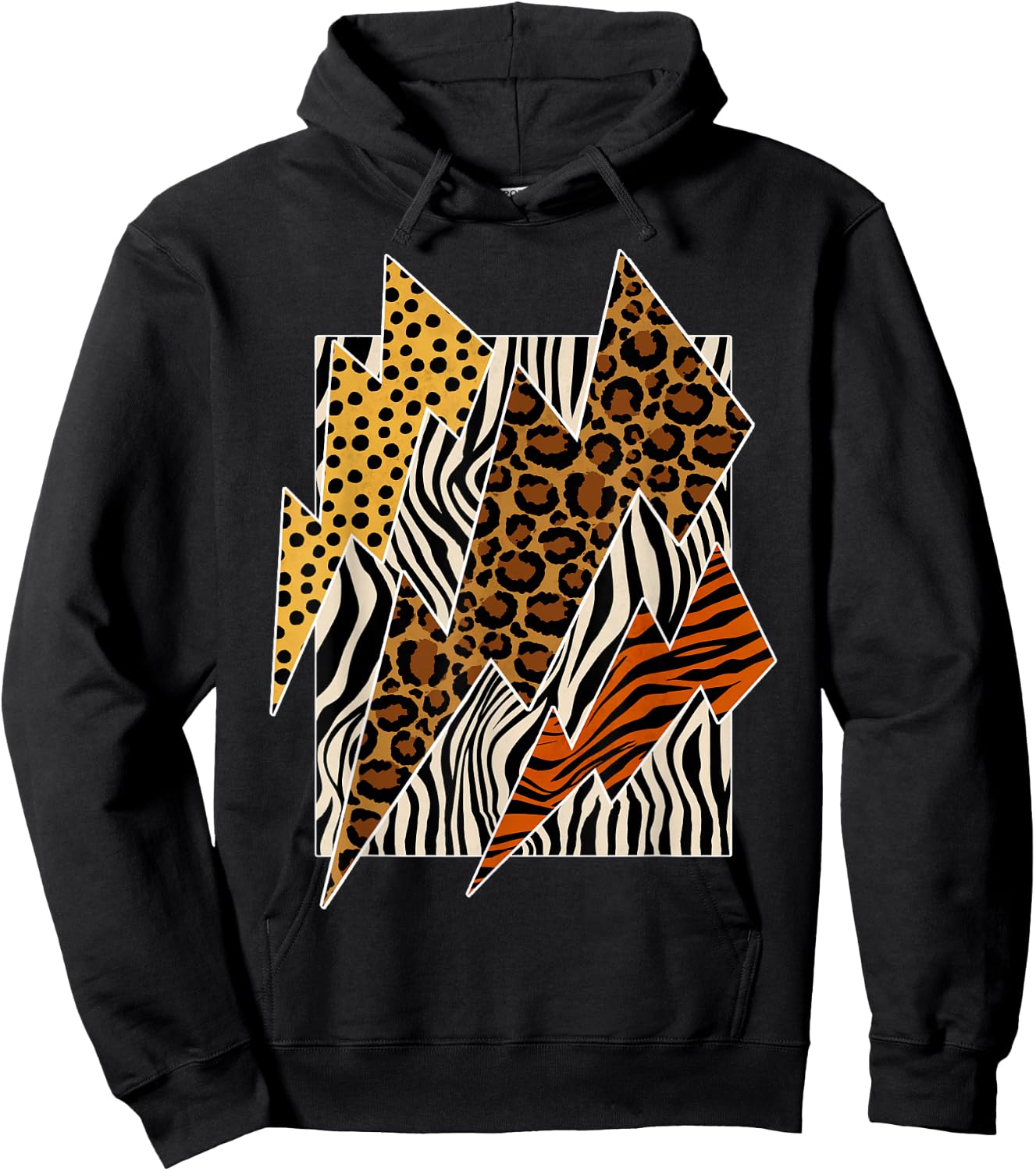 Tiger Leopard Cheetah Zebra Lightning Animal Print Hoodie - Hoodie | Black