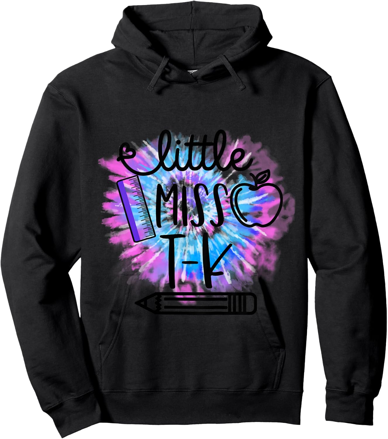 Kids Little Miss T K Toddler Girls Tie Dye First Day of TK Hoodie - Hoodie | Black
