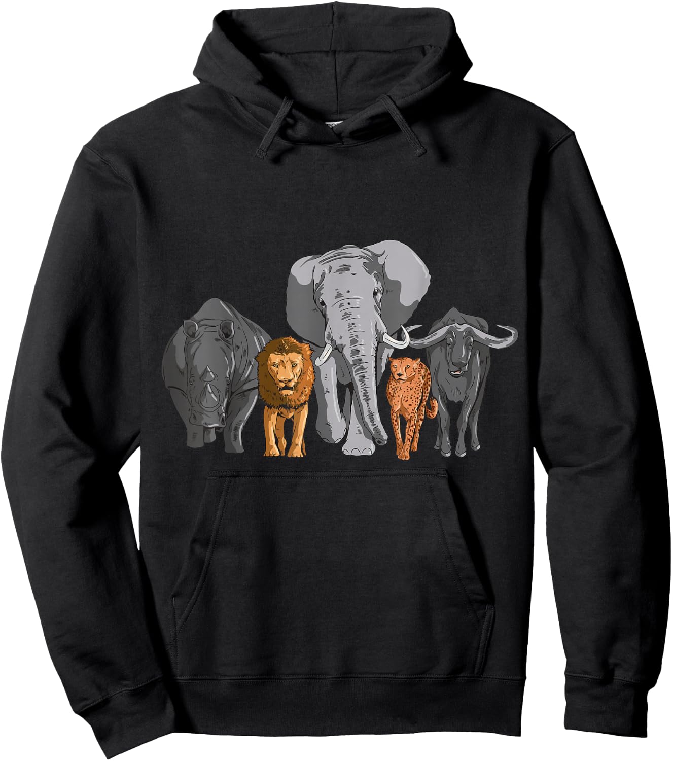 Elephant Lion Animals Leopard Rhino Animal Children Hoodie - Hoodie | Black