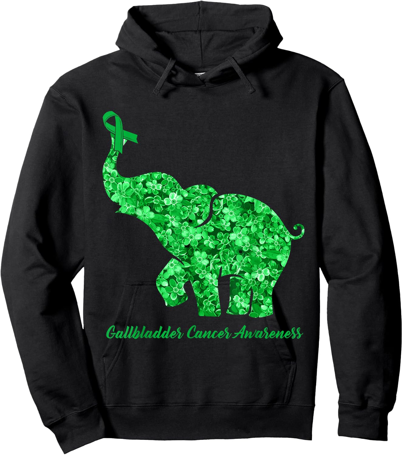 Elephant With Flower Gallbladder Cancer Awareness Ribbon Hoodie - Hoodie | Black