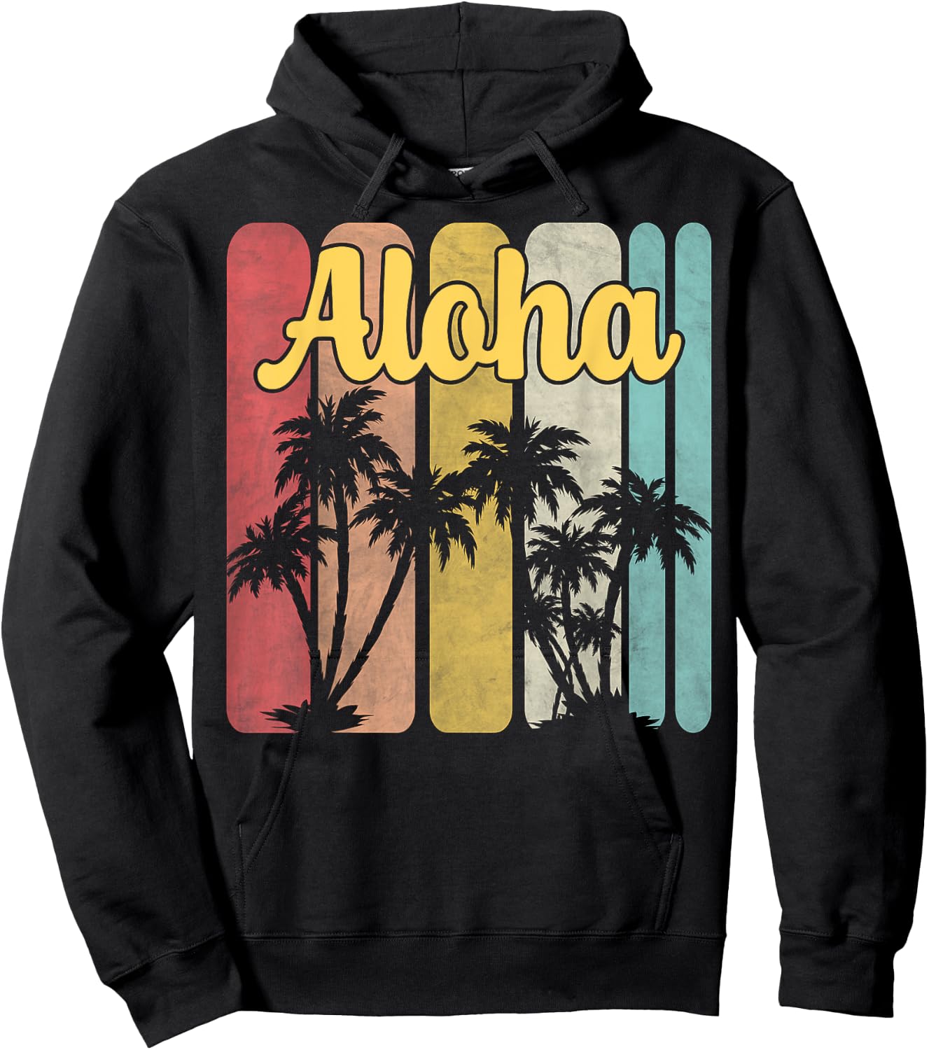 Aloha Hawaii Hawaiian Island Palm Tree Summer Tropical Beach Men Women Girls Kids Hoodie - Hoodie | Black