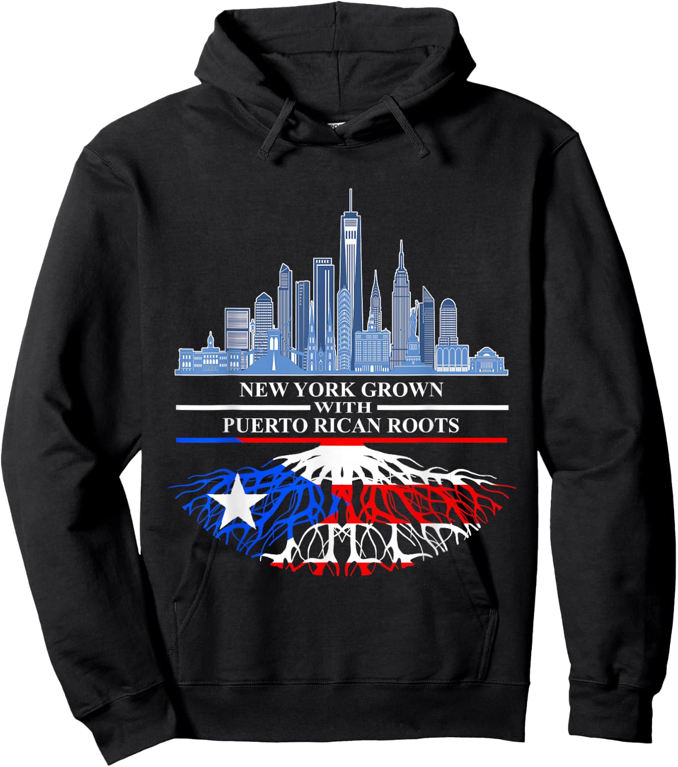 New Yorker Half Puerto Rican New York City Puerto Rico Flag Hoodie - Hoodie | Black