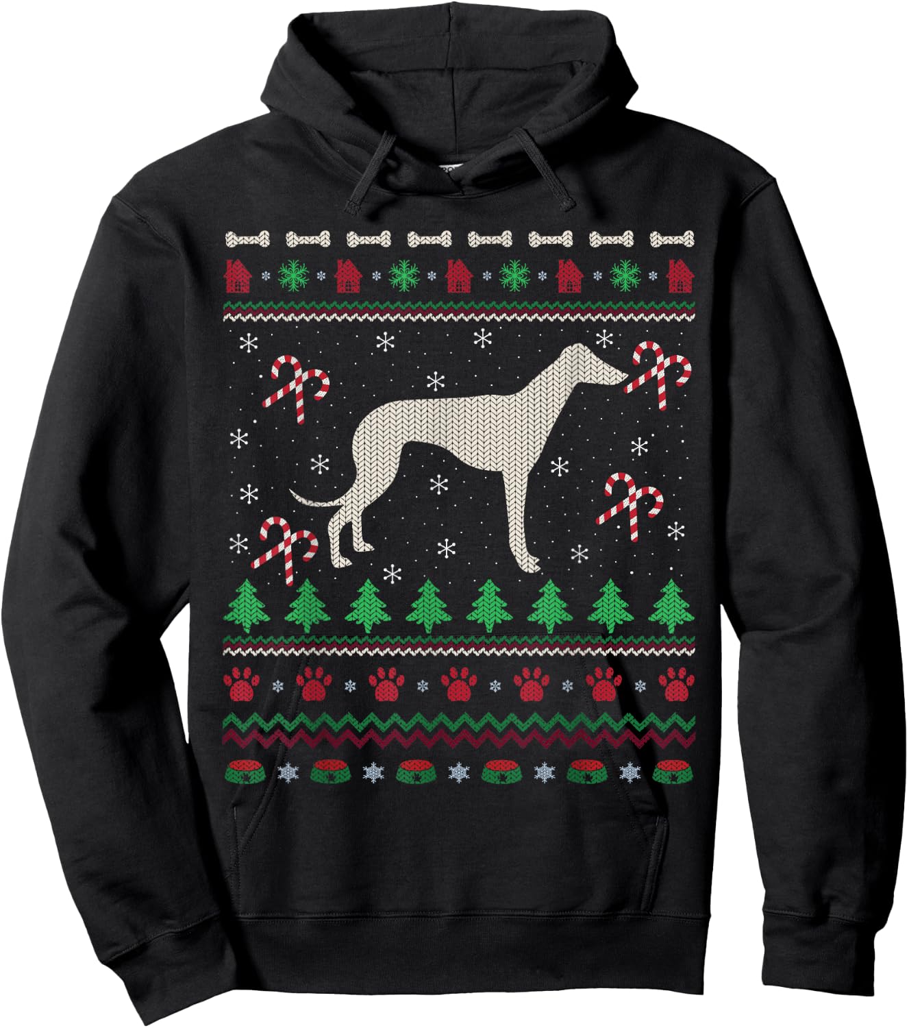 Ugly Xmas Sweater Santa Italian Greyhound Dog Christmas Men Women Kids Hoodie - Hoodie | Black