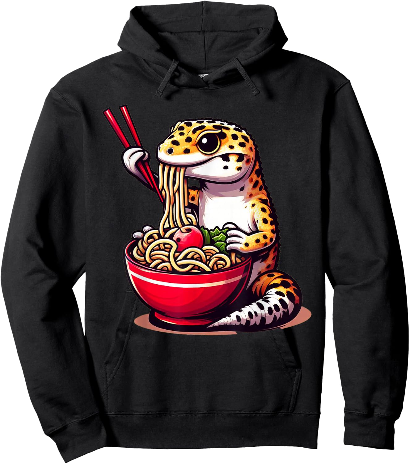 Gecko Anime Japanese Kawaii Ramen Reptile Leopard Gecko Hoodie - Hoodie | Black