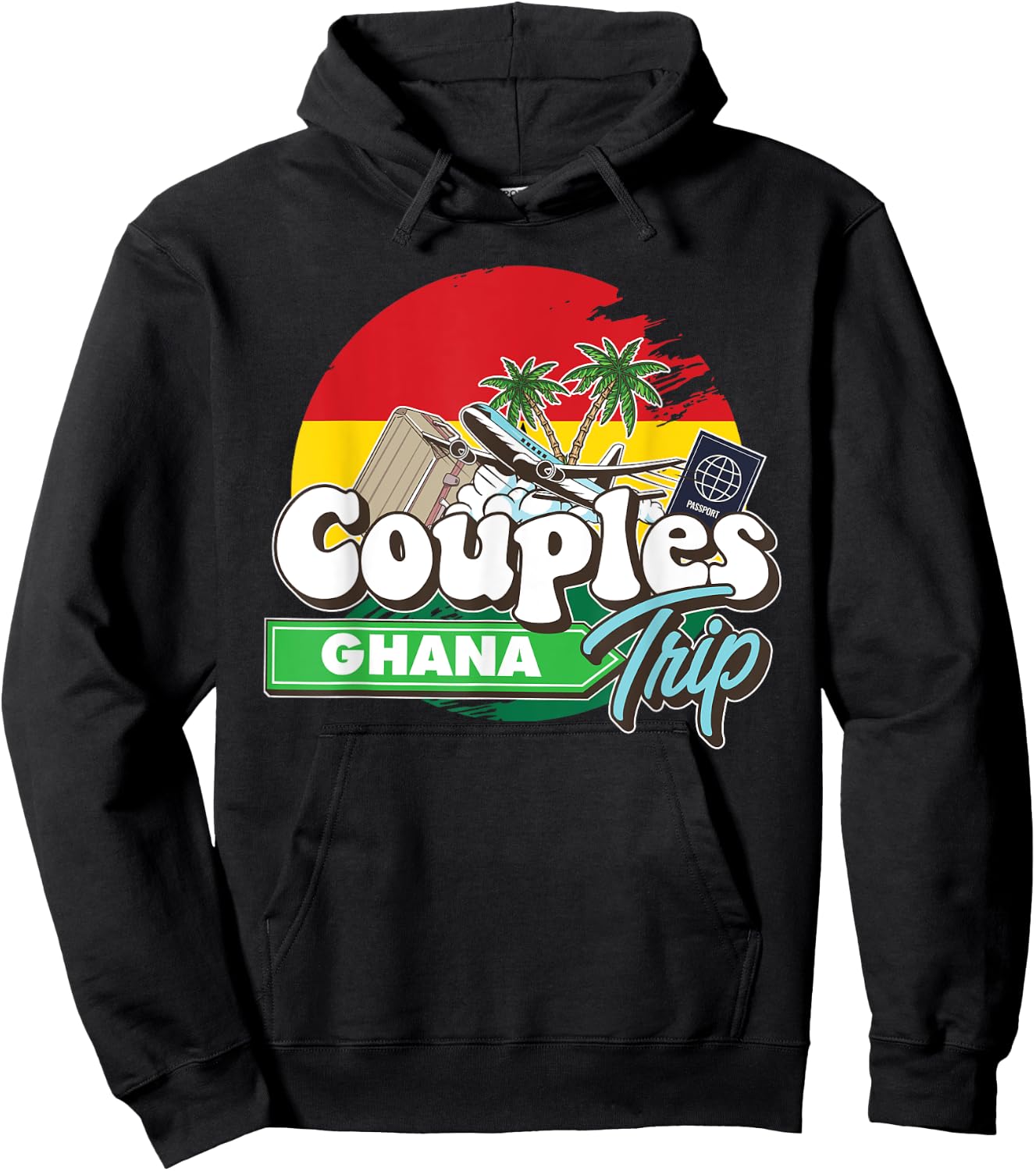 Couples Trip Ghana Bound Couple Travel Goal Vacation Trip Hoodie - Hoodie | Black
