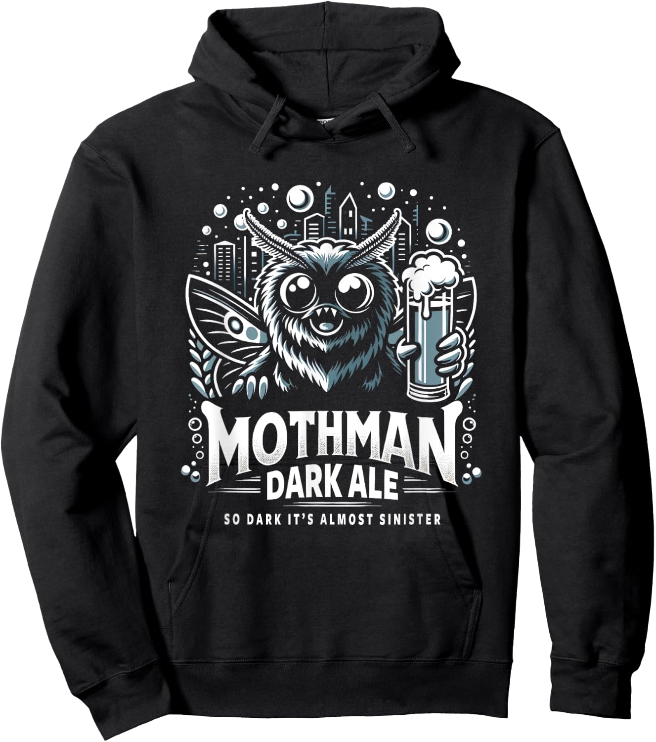 Funny Cryptid Beer Brand Parody Mothman Dark Ale Hoodie - Hoodie | Black