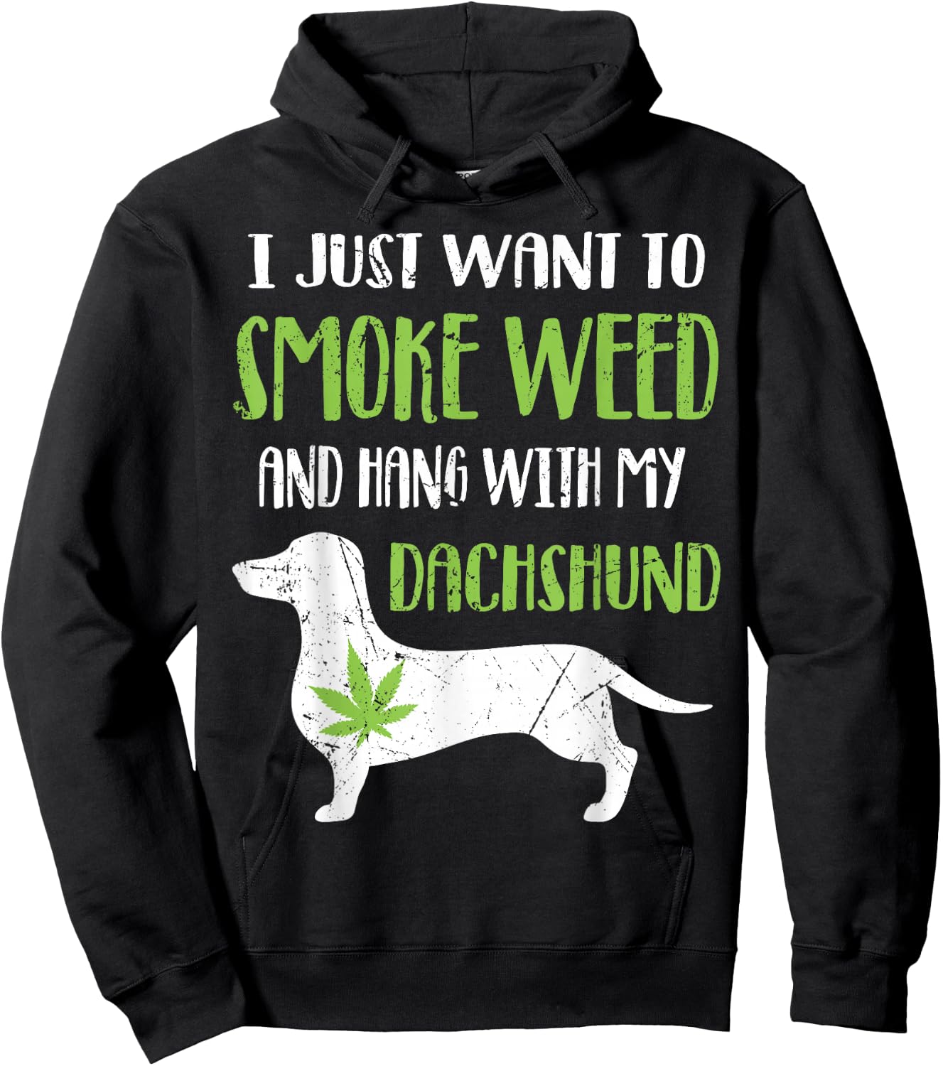 Funny Marijuana Dog Lover Dachshund Dad Mom Cannabis 420 Hoodie - Hoodie | Black