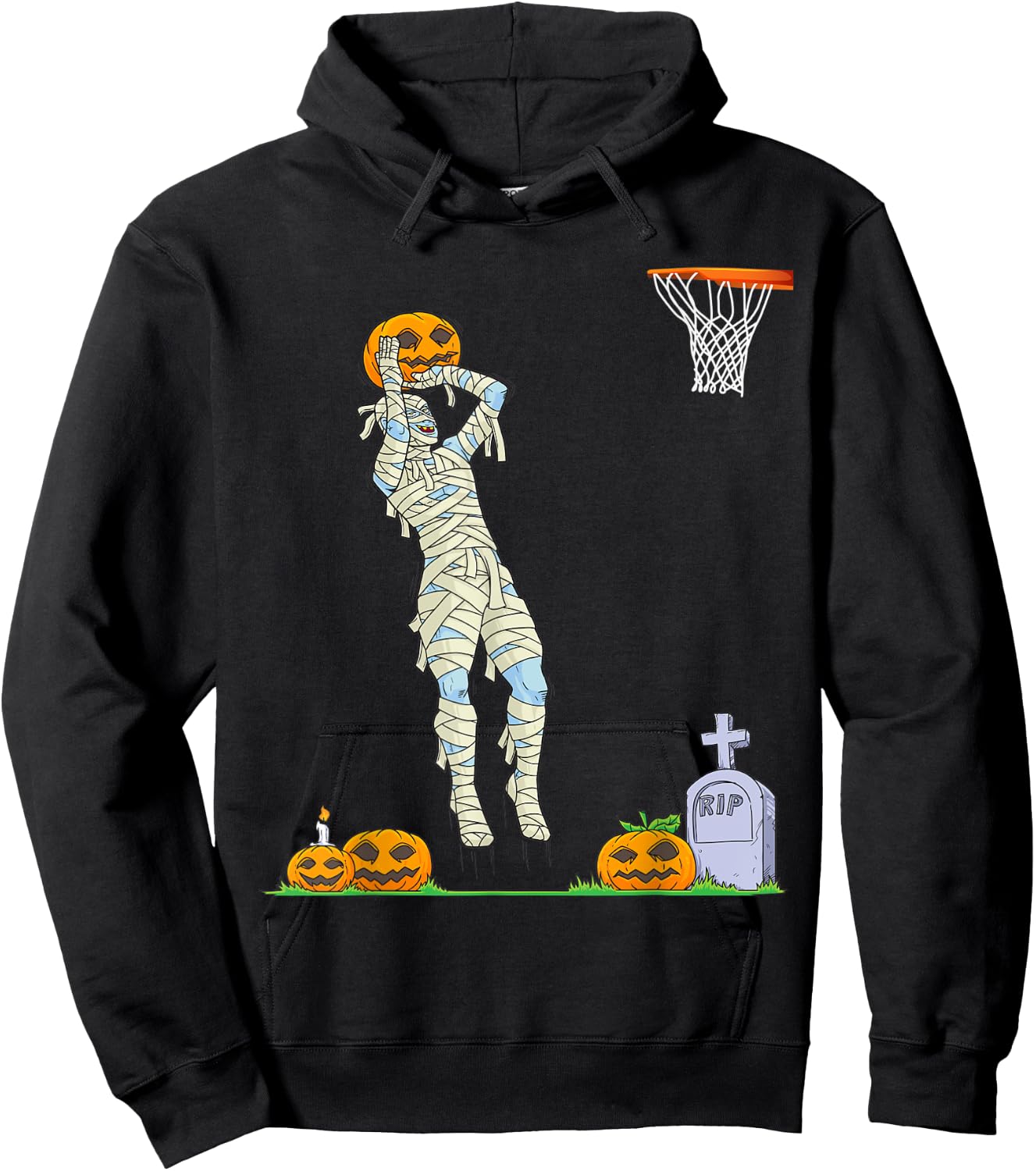 Funny Mummy Basketball Halloween Pumpkin Hoodie - Hoodie | Black
