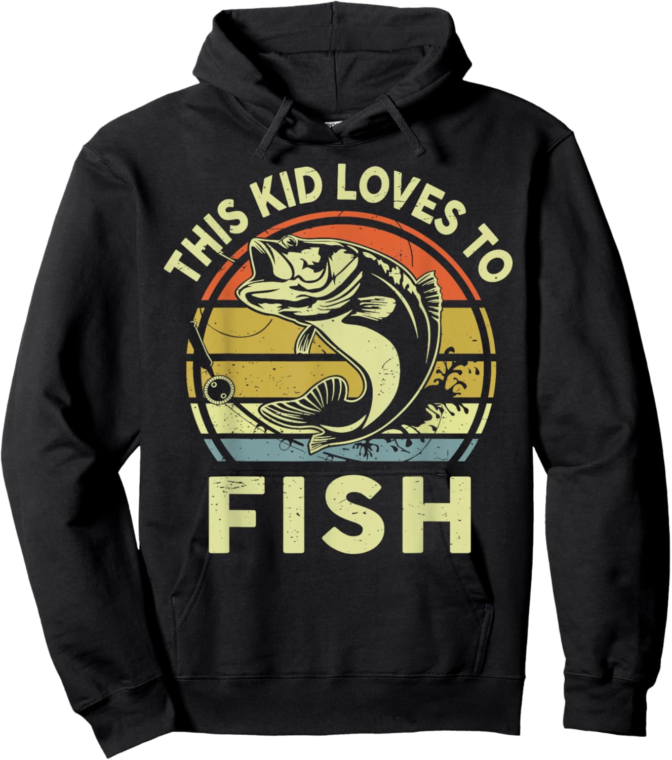 Boy Kids Loves to Fish-Shirt Bass Fishing Gift Funny Fishing Hoodie - Hoodie | Black