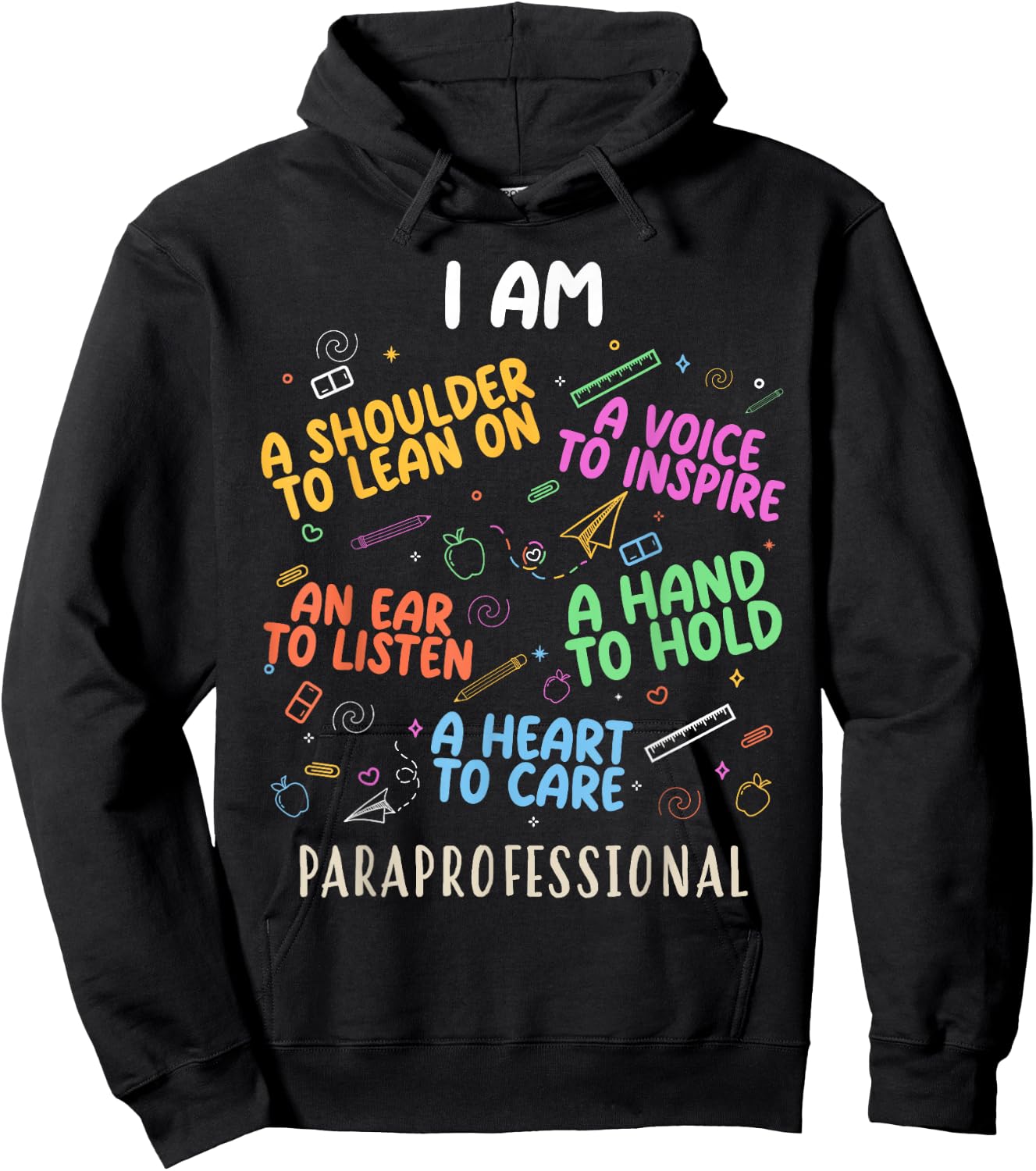 Funny Paraeducator Heart To Care Paraprofessional Teachers Hoodie - Hoodie | Black
