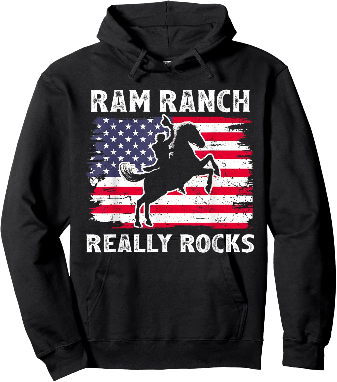 Ram Ranch Really Rocks Vintage Western Life Country USA FLag Women Men Hoodie - Hoodie | Black