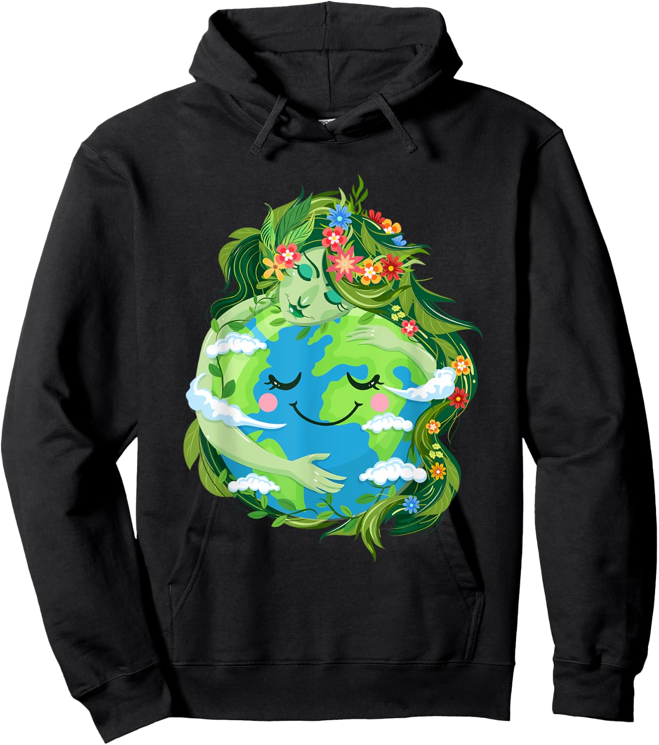Cute Green Mother Gaia Save Our Planet Earth Day Women Girl Hoodie - Hoodie | Black