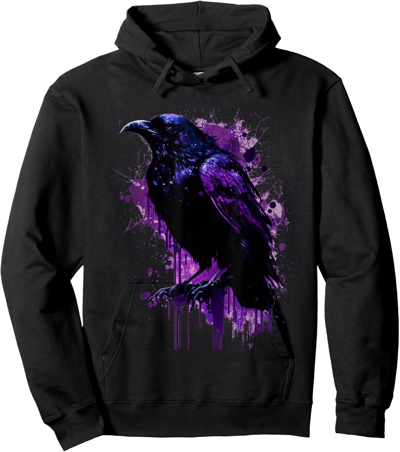 Beautiful Black Crow Raven Bird Purple Stain Men Women Hoodie - Hoodie | Black