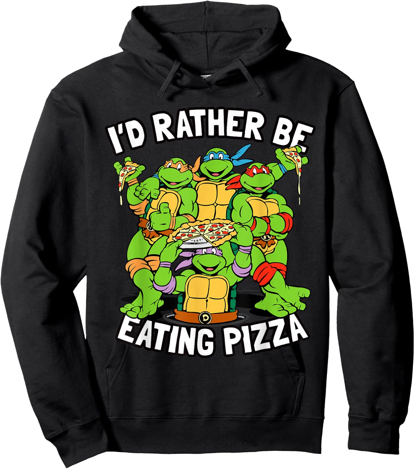 I'd Rather Be Eating Pizza TMNT Hoodie - Hoodie | Black