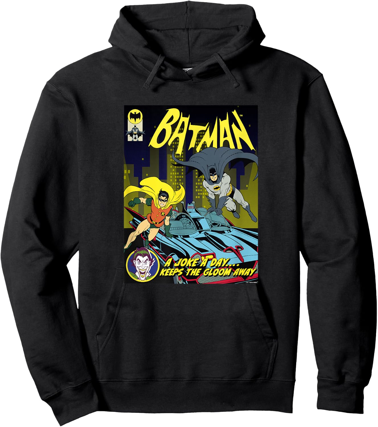 Batman Vintage 60's Batman & Robin Batmobile Comic Cover Hoodie - Hoodie | Black