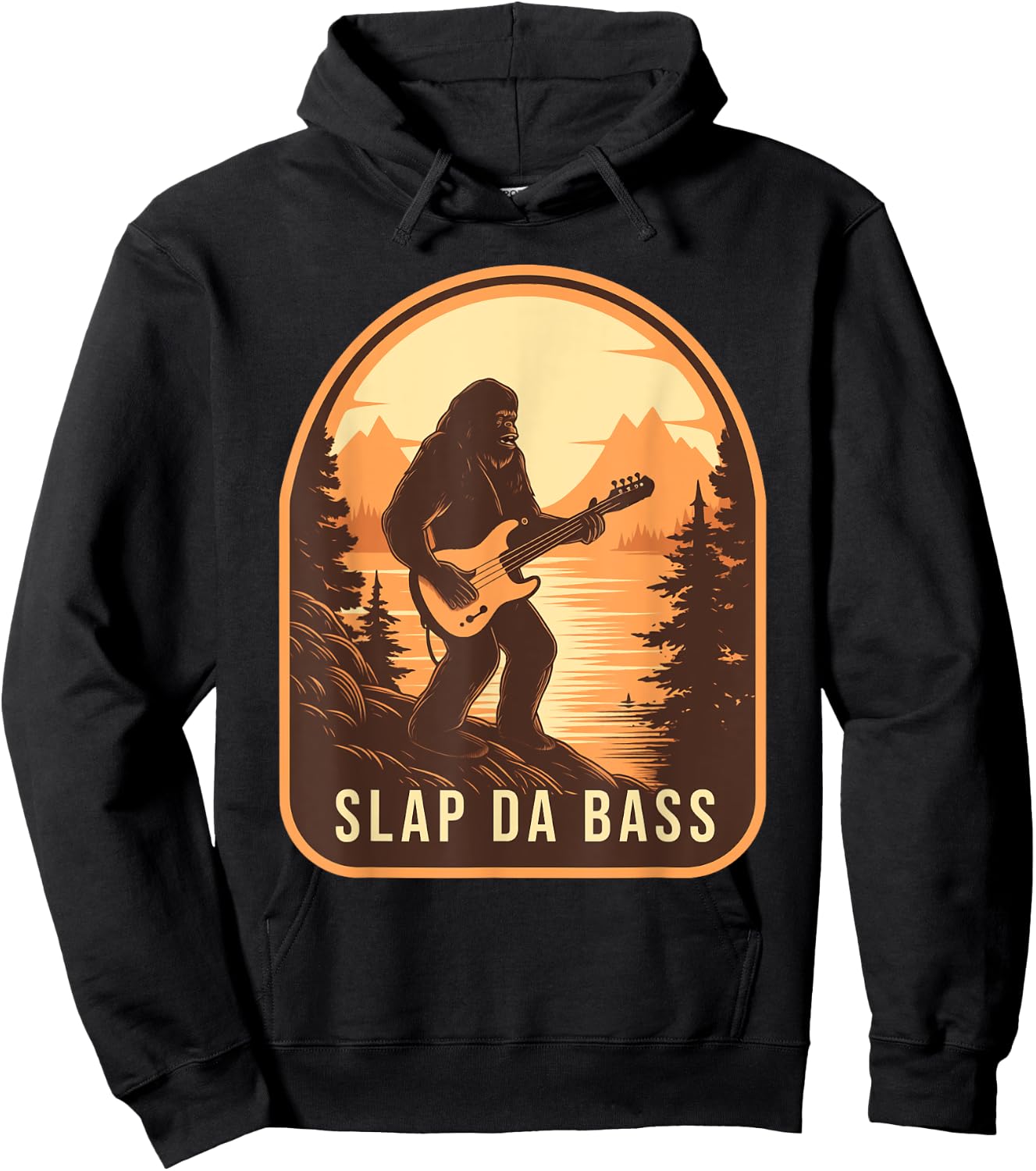 Funny Bigfoot Slap Da Bass Sasquatch Music Lover Bassist Hoodie - Hoodie | Black