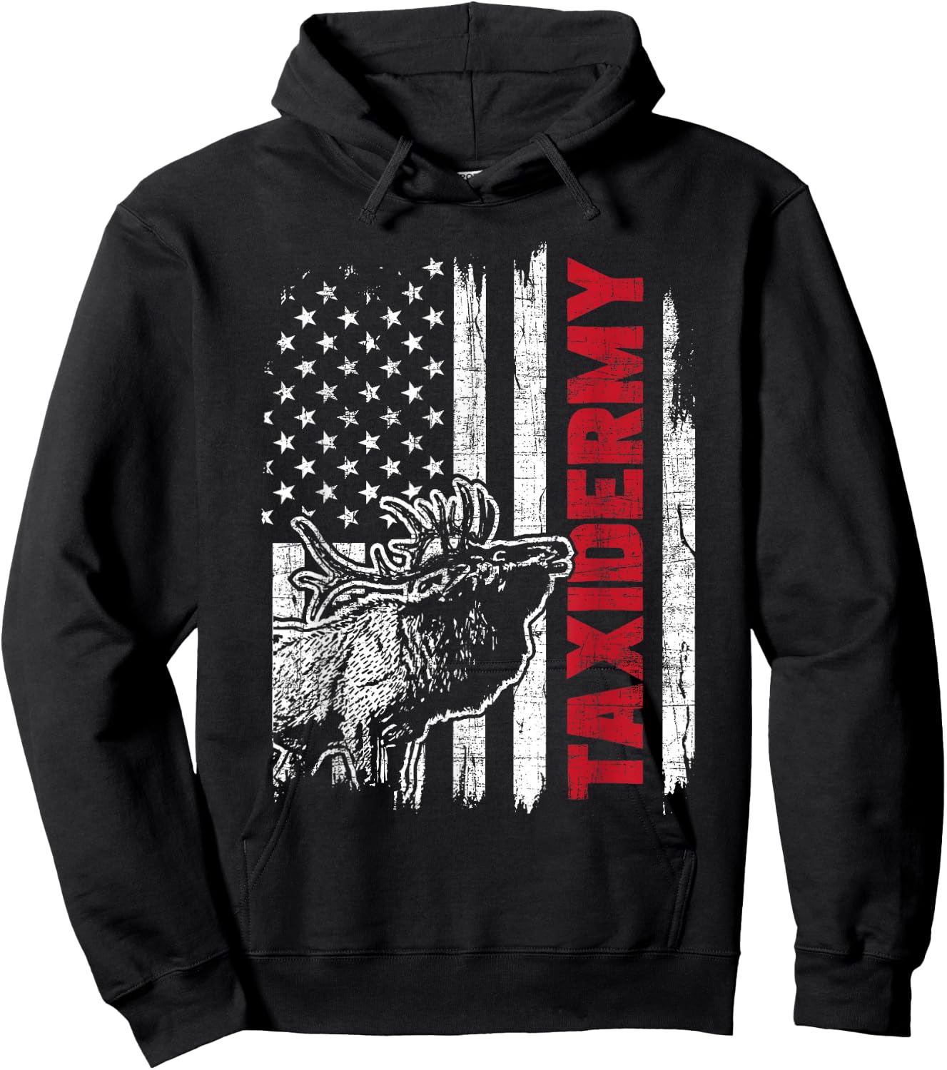 Taxidermy - USA Flag Taxidermist Deer Stuffing Animal Lover Hoodie - Hoodie | Black