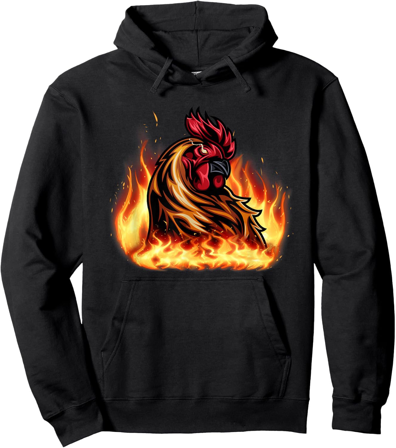 Fire Rooster Chicken Funny Women Hoodie - Hoodie | Black