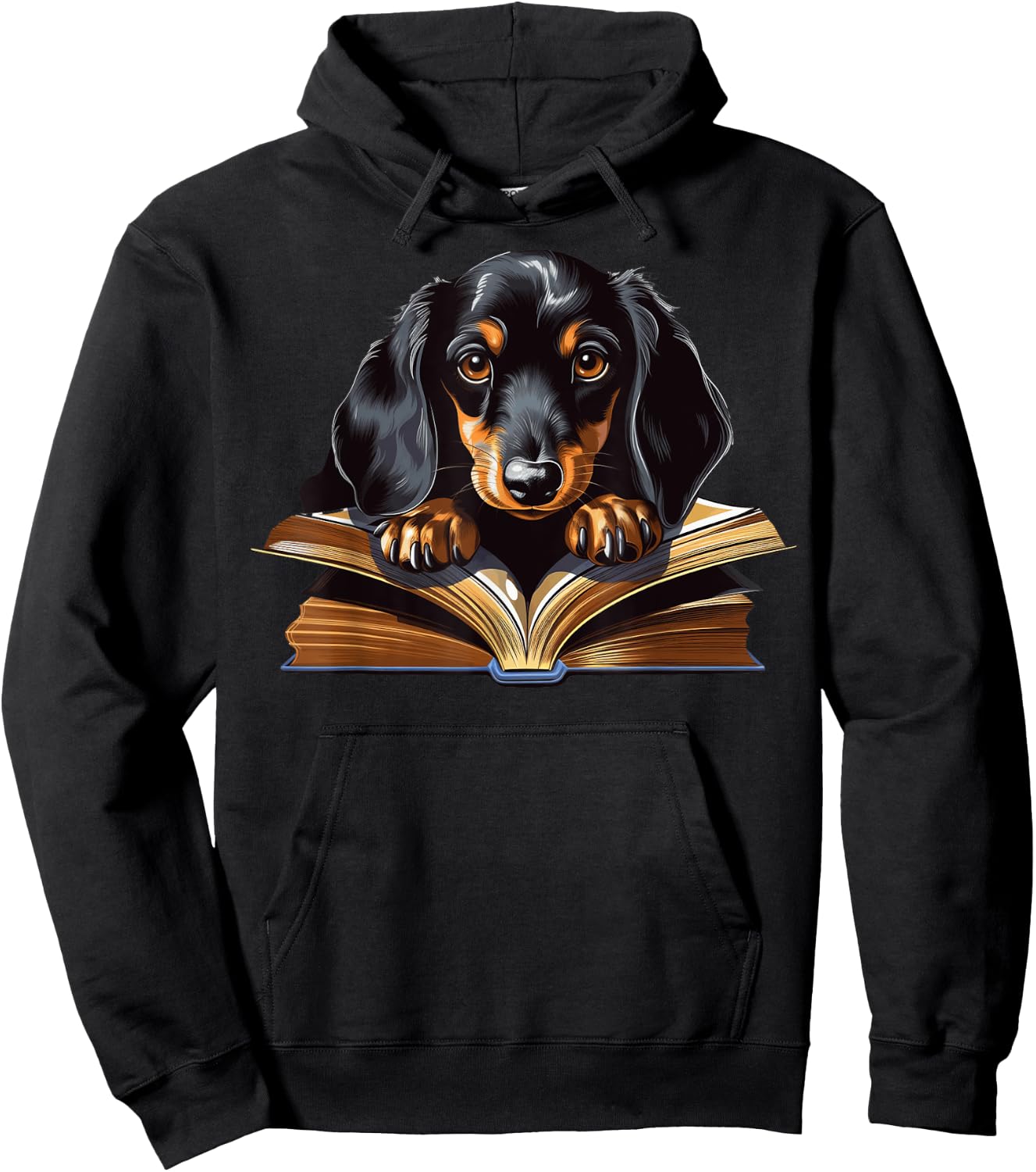 Dachshund Dog Reading Book Men Women Kids Hoodie - Hoodie | Black
