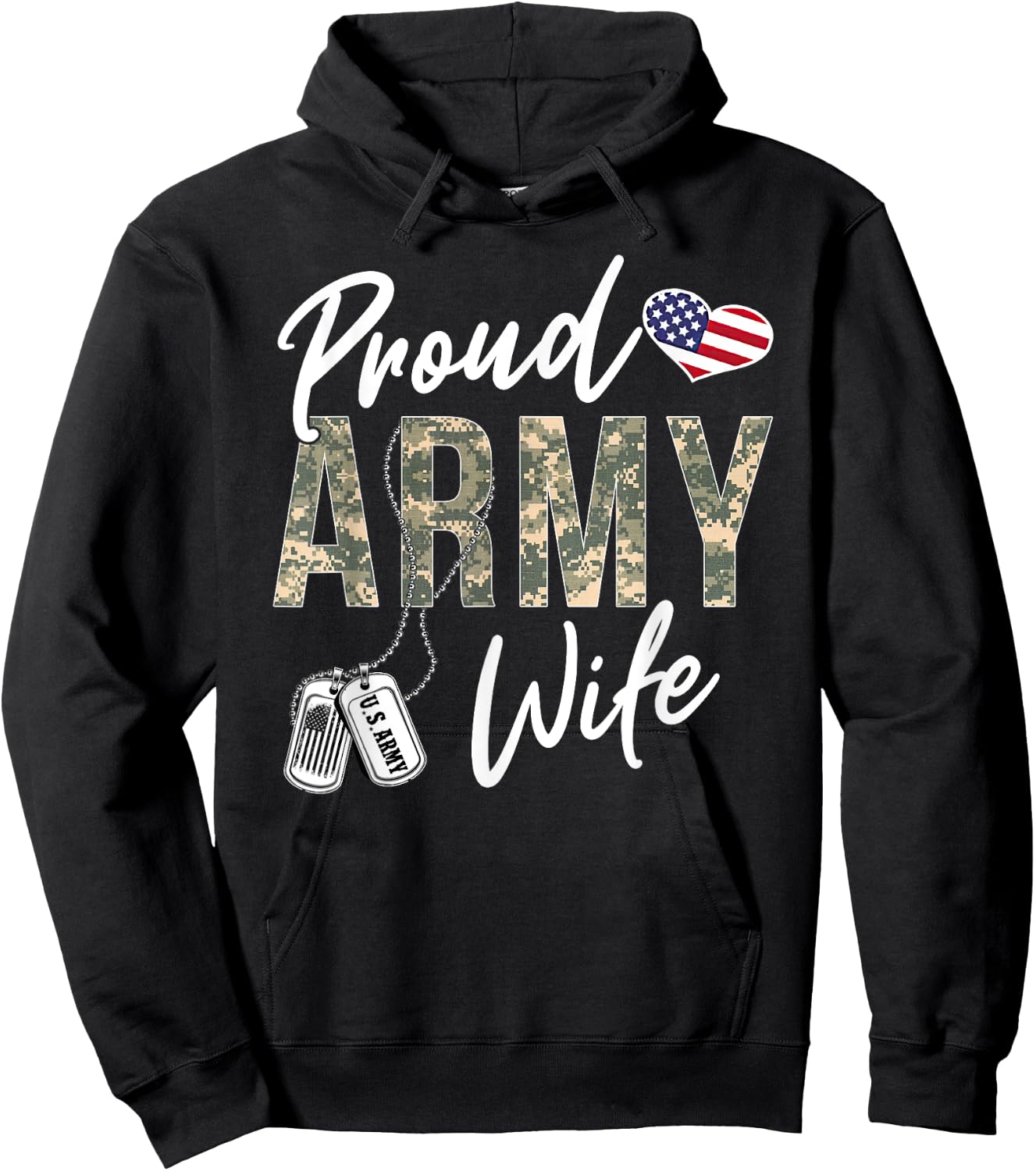 Proud Army Wife Army Graduation Wife US Army Wife Gifts Hoodie - Hoodie | Black