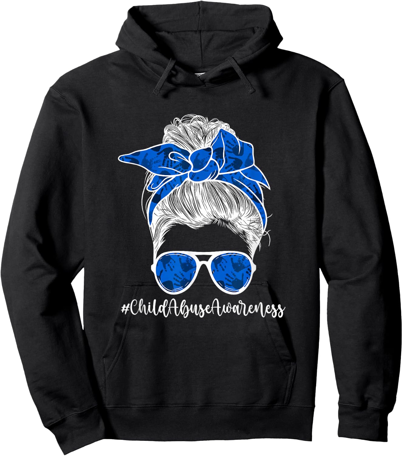 Child Abuse Awareness Messy Bun Child Abuse Prevention Month Hoodie - Hoodie | Black