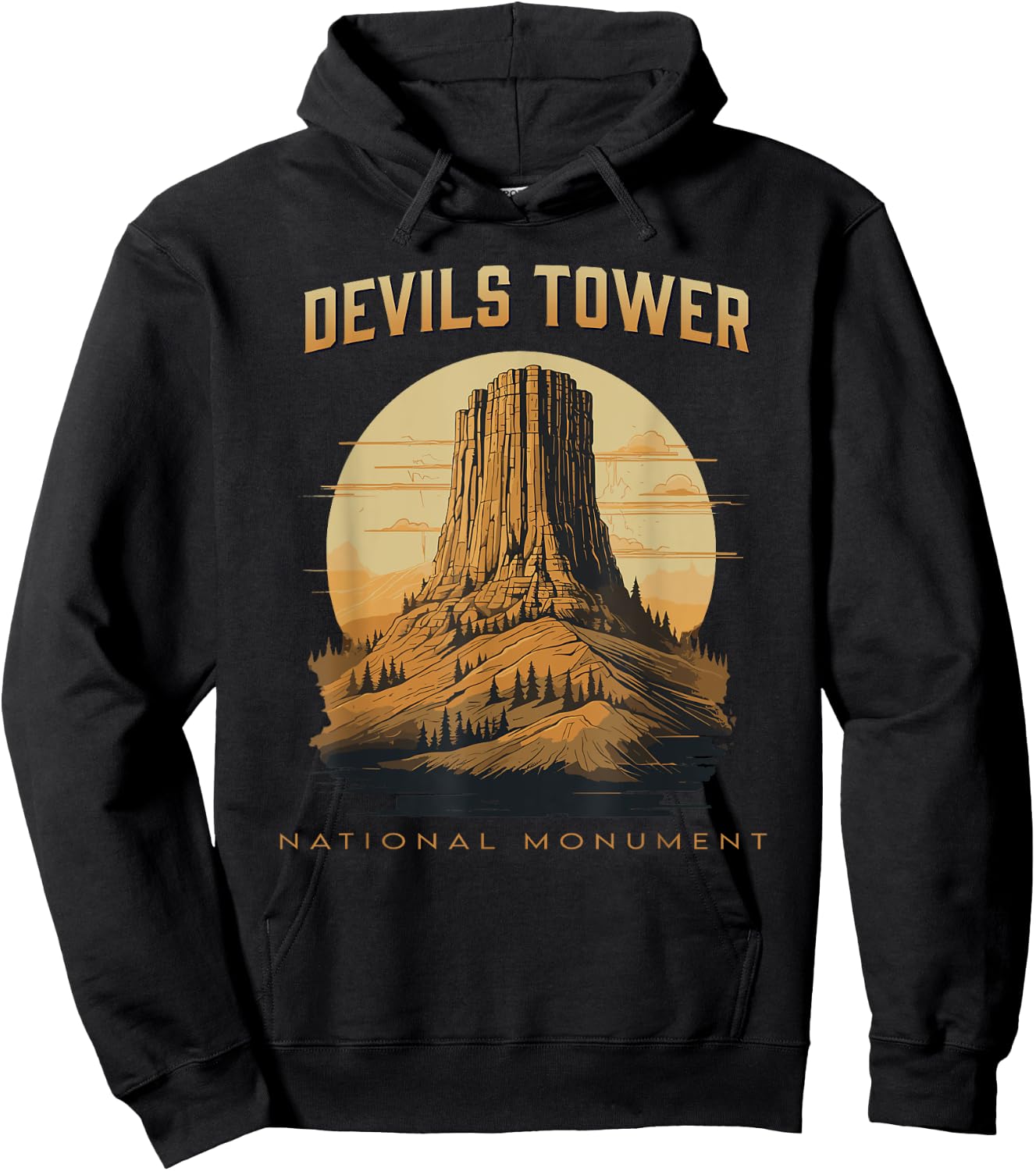 Devils Tower National Monument Wyoming Hoodie - Hoodie | Black