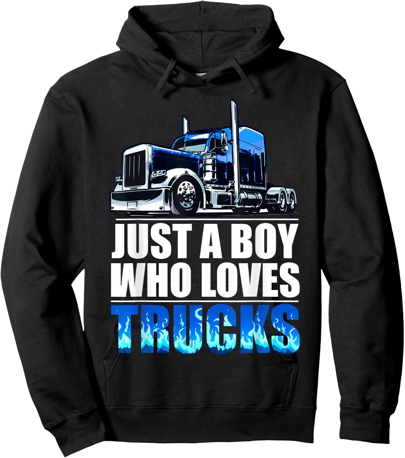 a boy who loves Semi Truck awesome big rig Hoodie - Hoodie | Black
