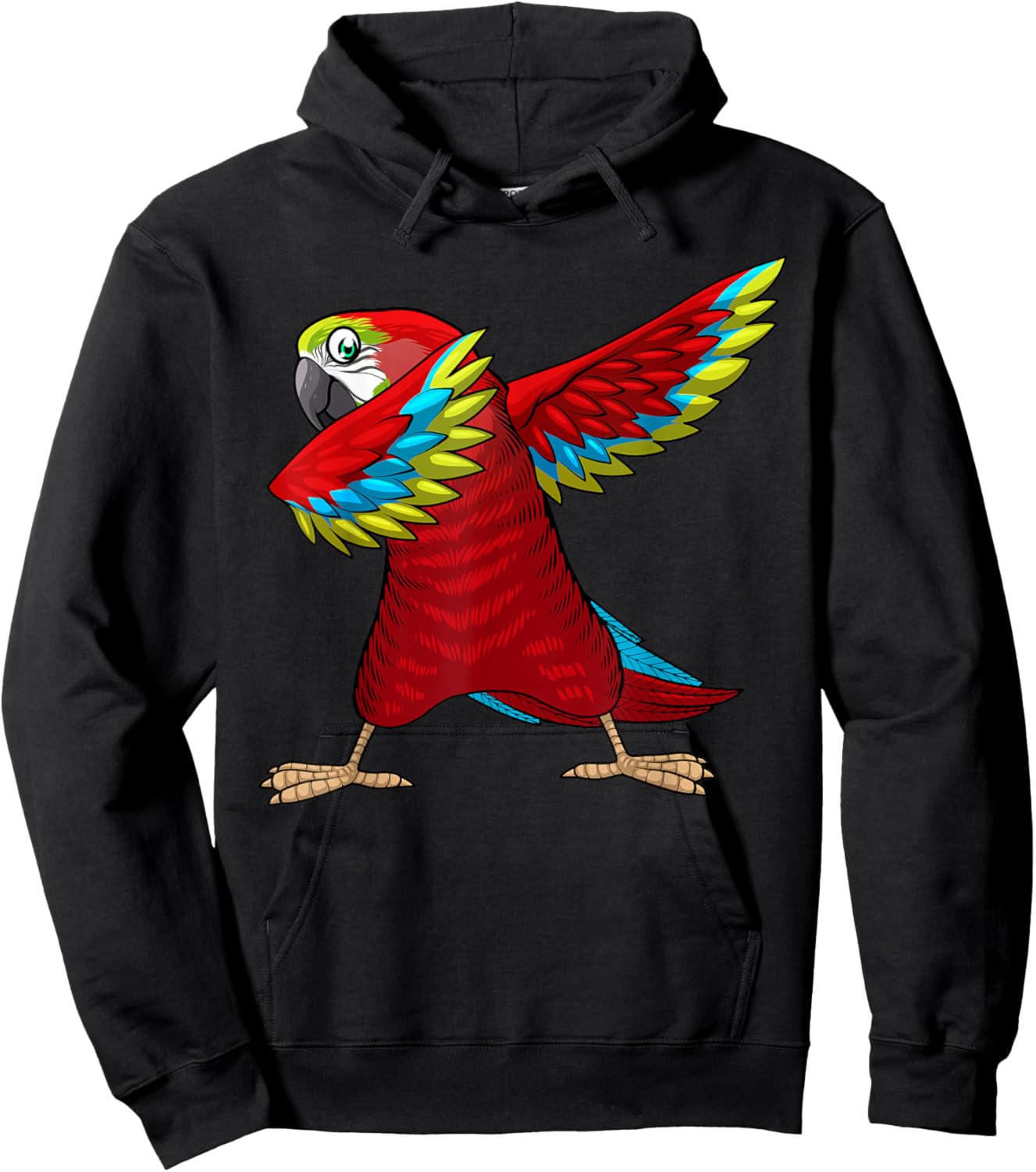 Funny Parrot Gift Parrot Lover Accessories & Stuff -Youth Black Cotton Blend Small Dabbing Parrot Tropical Hoodie - Hoodie | Black
