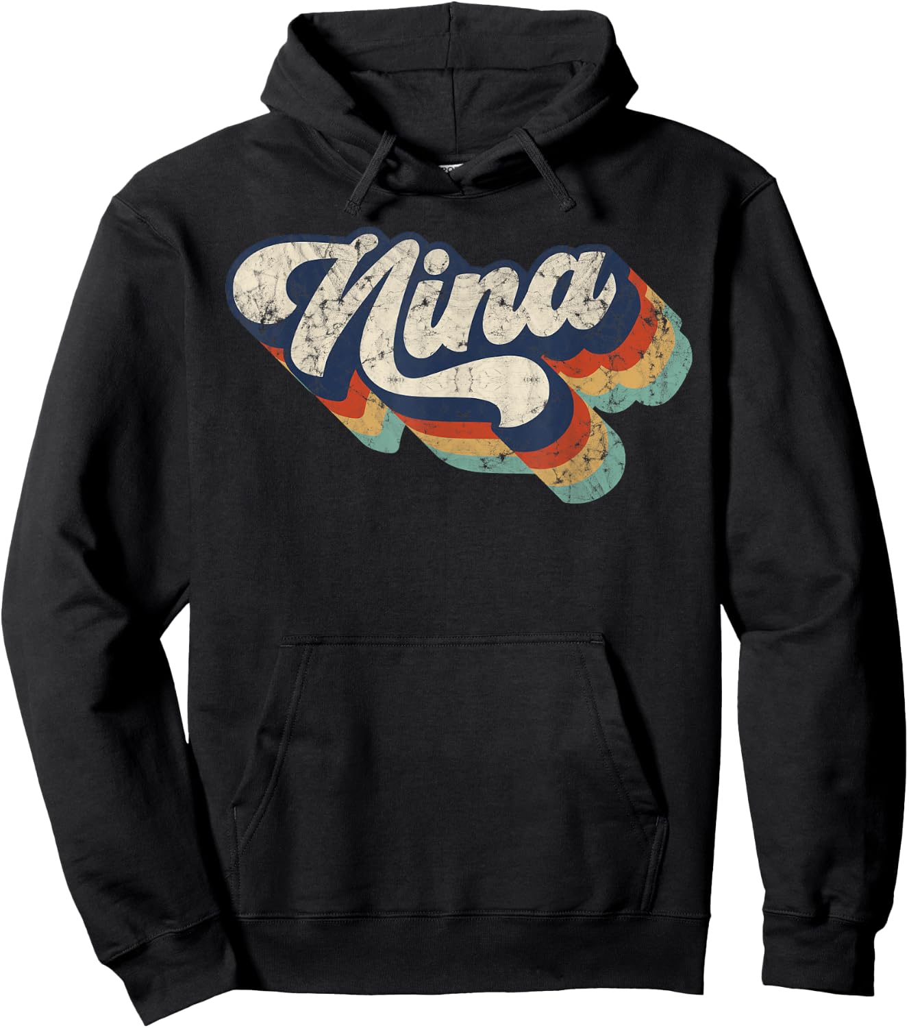 Retro Cute Nina for Grandma Best Nina Ever Mother's Day Hoodie - Hoodie | Black
