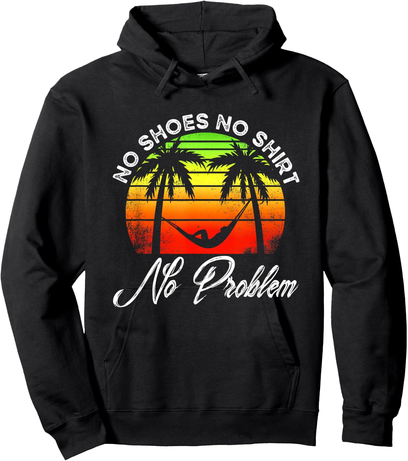 No Shoes No Clothes No Problem | Island Palm | Vacation Hoodie - Hoodie | Black