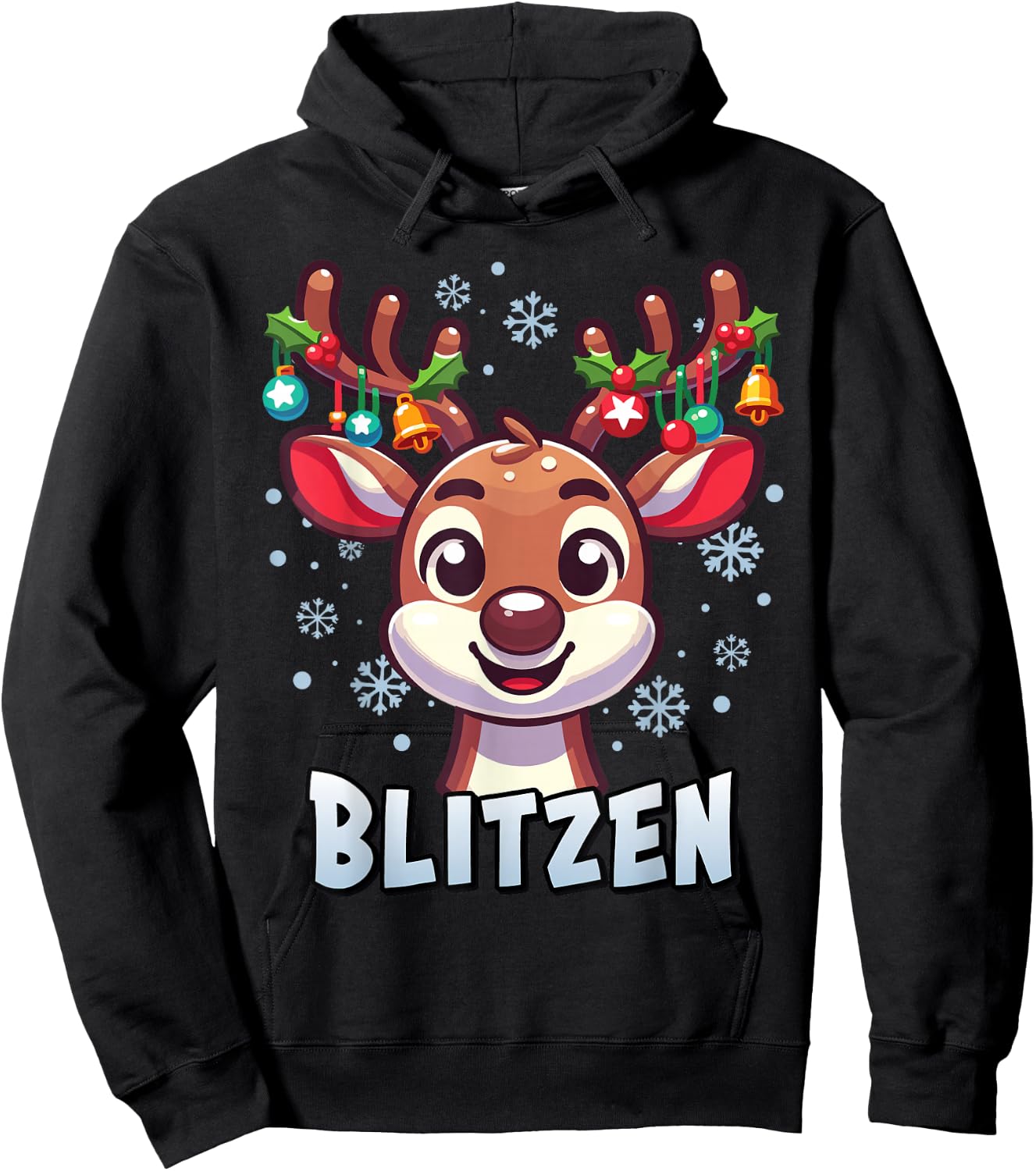Santa’s Reindeer Blitzen Xmas Group Costume Hoodie - Hoodie | Black