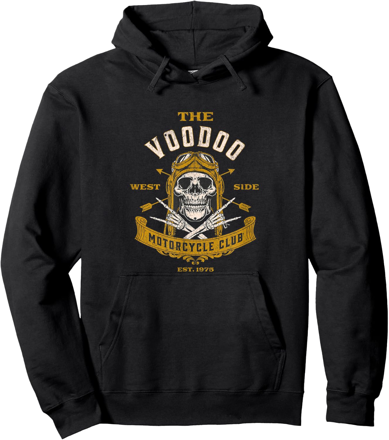 Voodoo Motorcycle Club - Orisha Biker Vintage Distressed Hoodie - Hoodie | Black