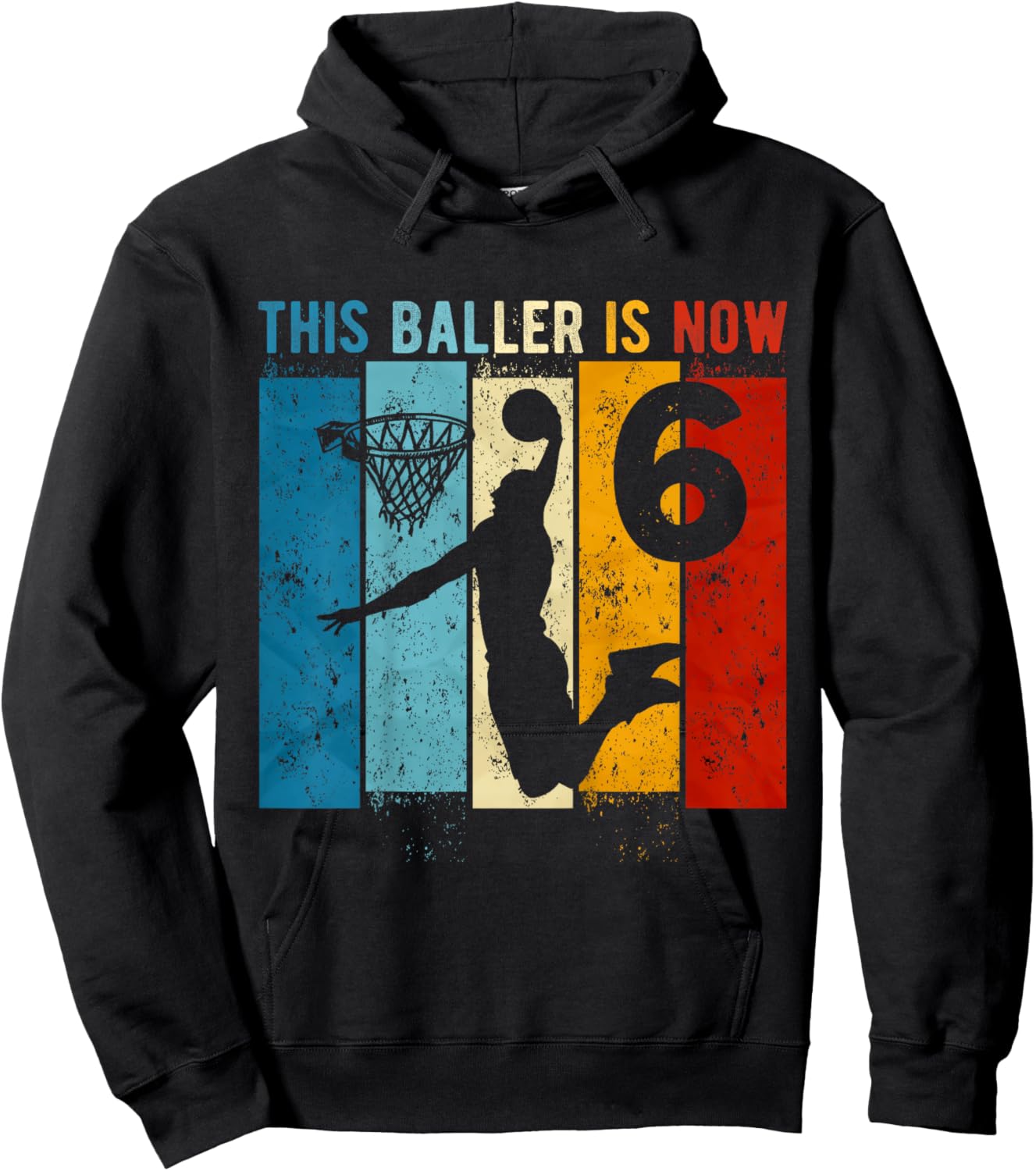 Kids 6 Year Old Basketball 6th Birthday Boy Hoodie - Hoodie | Black