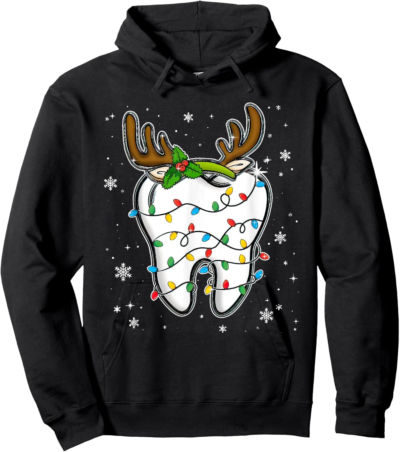 Christmas Dentist Dental Tooth Light Xmas Hoodie - Hoodie | Black