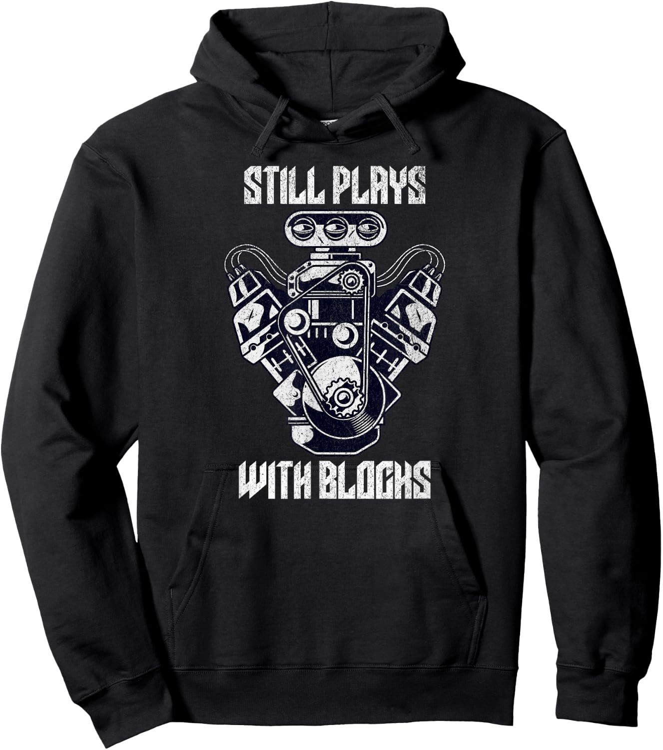 Cool Car Drag Racing Still Plays with Blocks Funny Mechanic Hoodie - Hoodie | Black